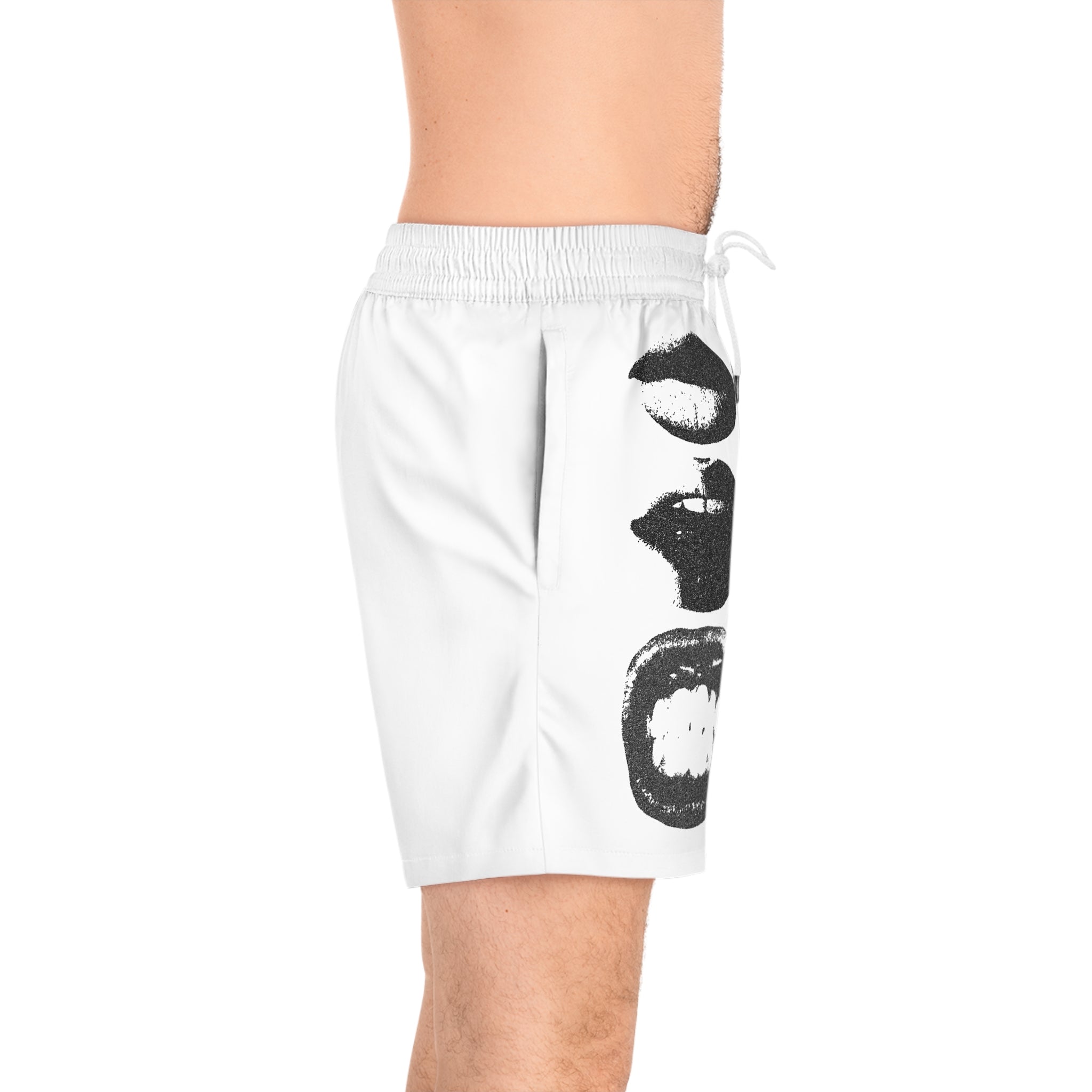 Men's Swim Shorts — Monochrome Pop-Art Lips Print