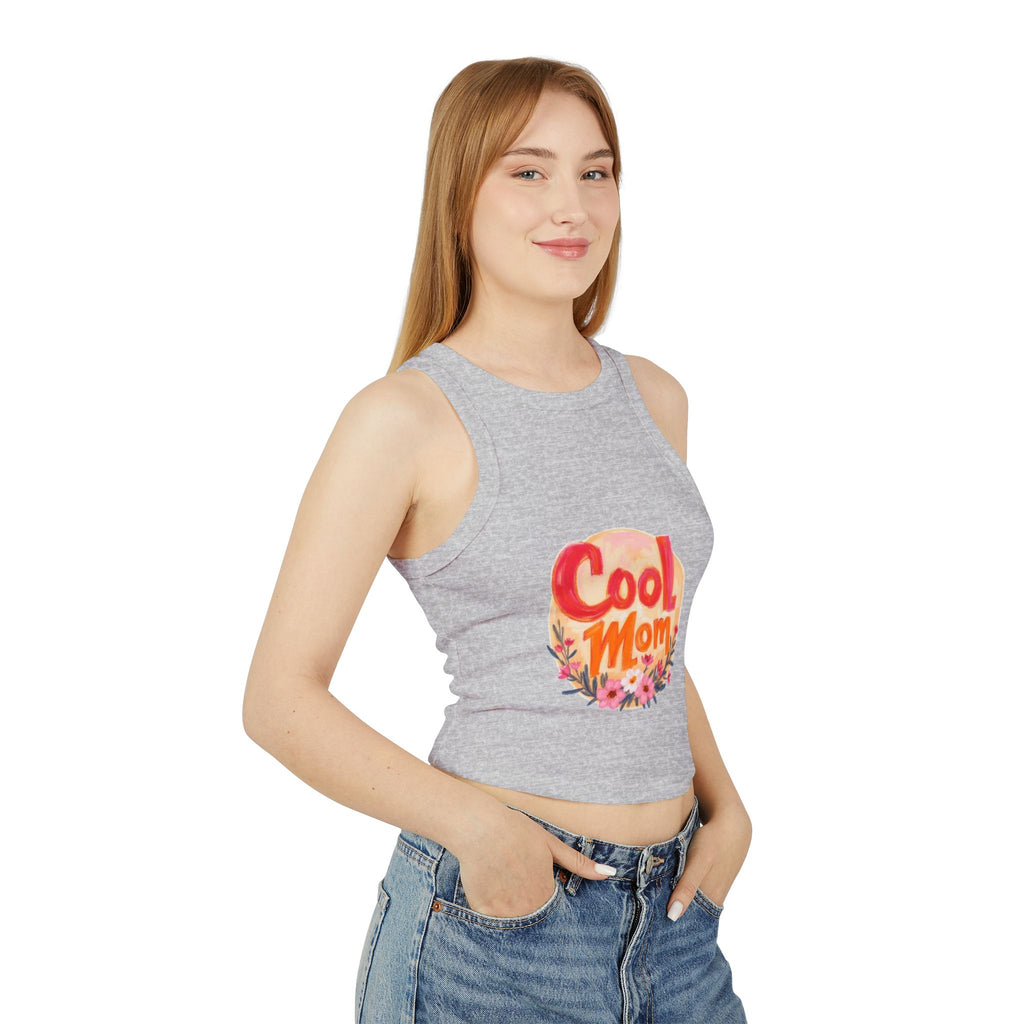 Cool Mom Racer Tank — Women's 'Cool Mom' Floral Micro Rib Tank Top (LOVE Back)
