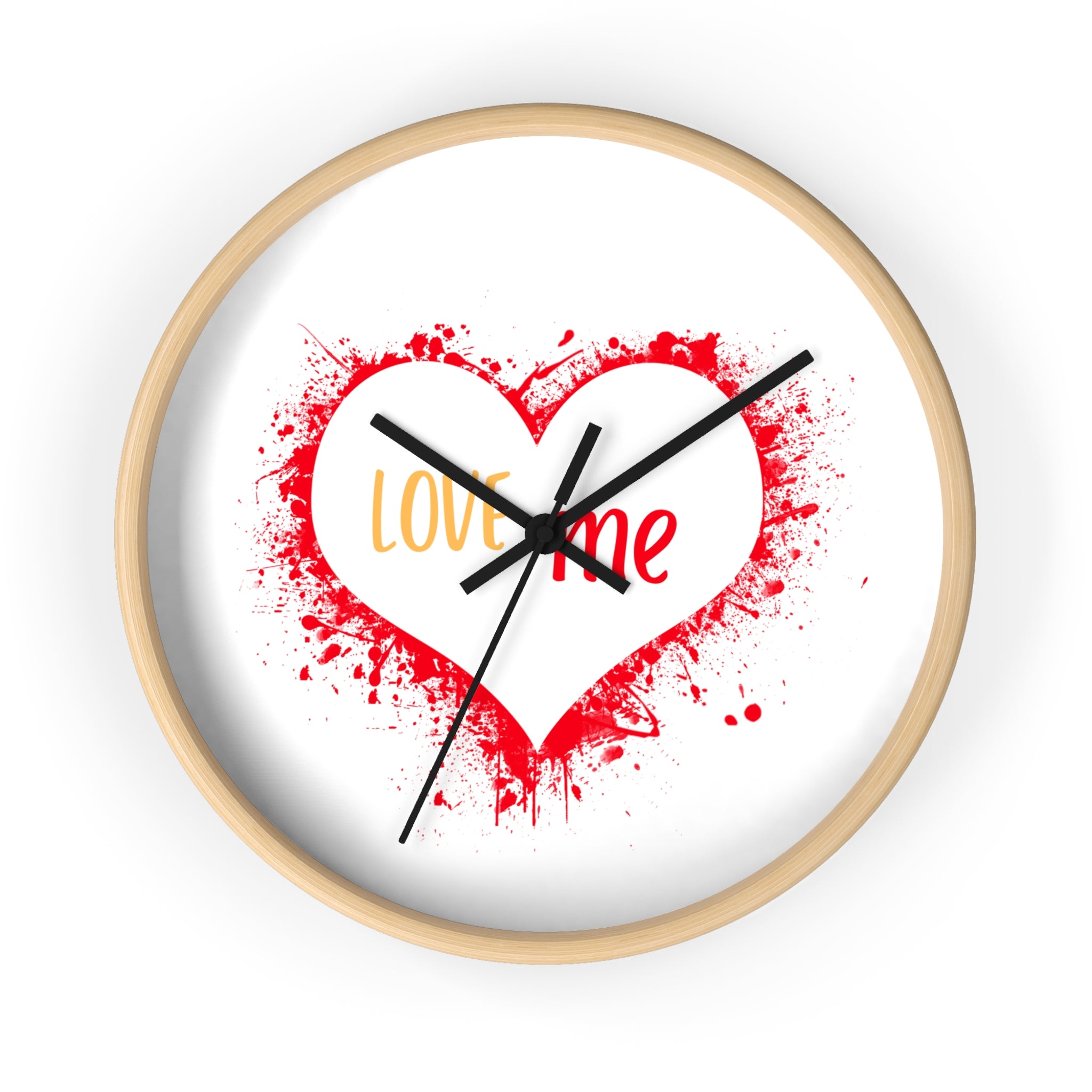 Love Me Heart Wall Clock — Red Splash Valentine's Home Decor