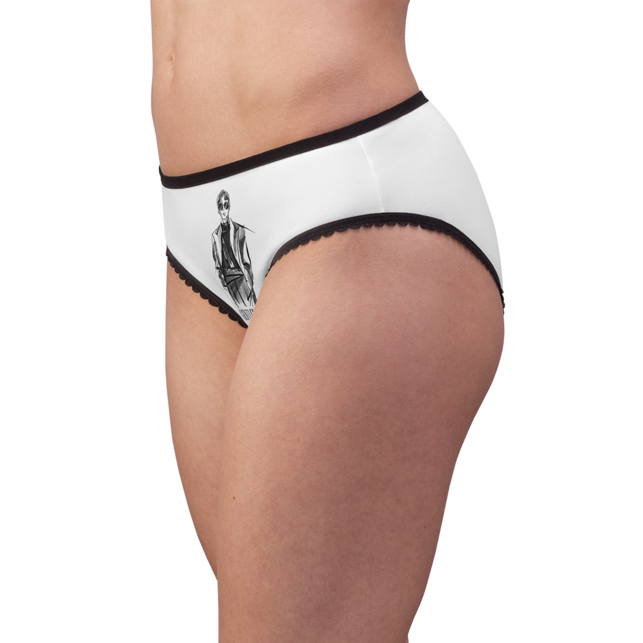 Women's Briefs — 'Gentleman' Vintage Illustration Lace-Trim Panties