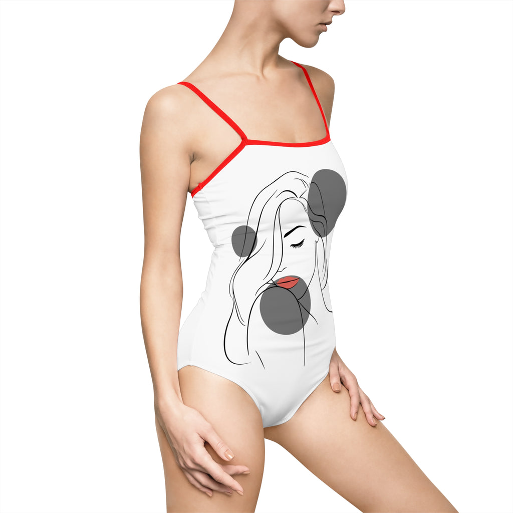 Minimalist Line Art Swimsuit — 'Push Your Limits' One-Piece