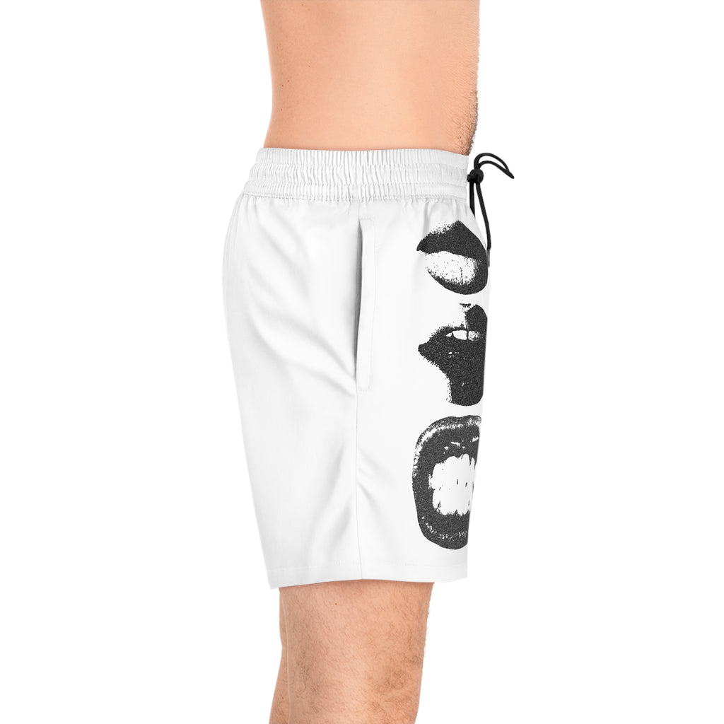 Men's Swim Shorts — Monochrome Pop-Art Lips Print