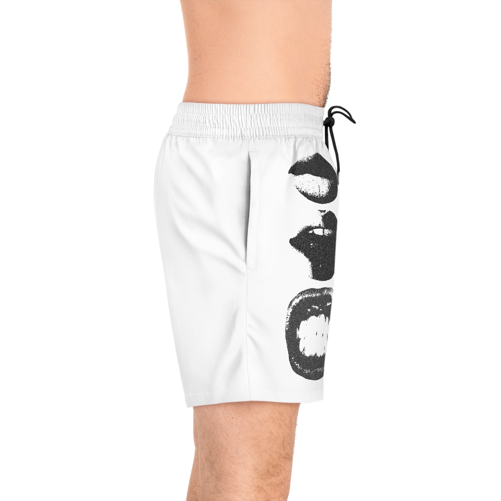 Men's Swim Shorts — Monochrome Pop-Art Lips Print