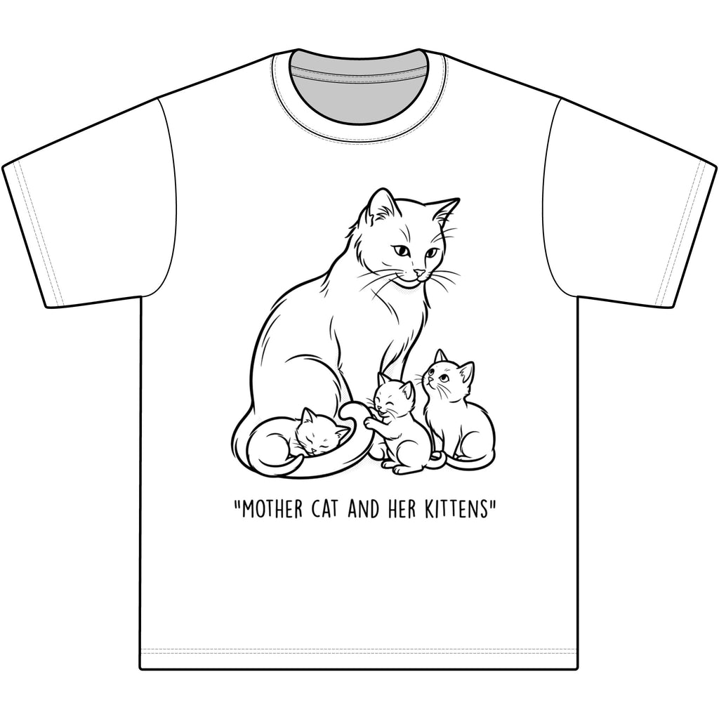 Mother Cat and Her Kittens T-Shirt — Cute Cat Mom Graphic Tee