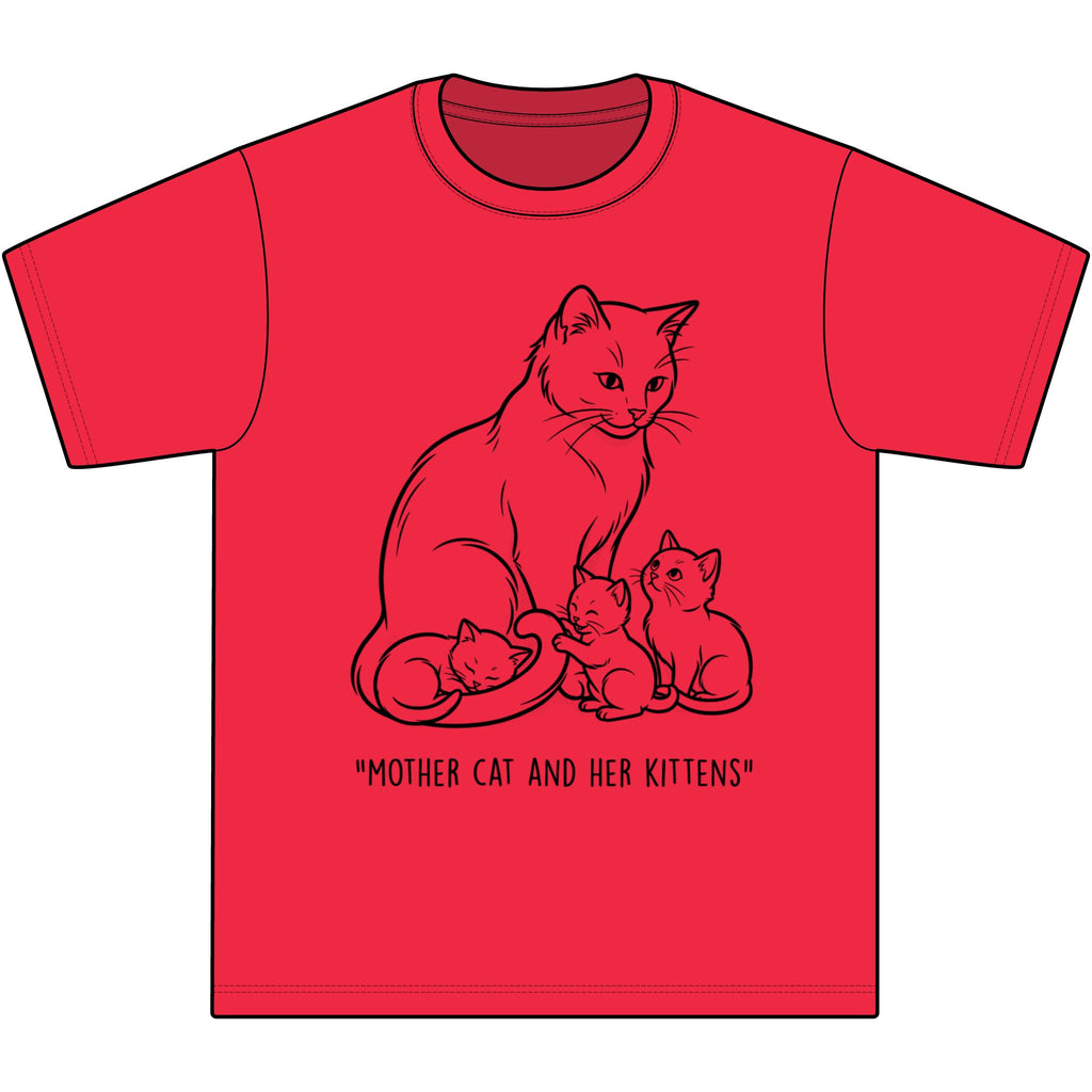 Mother Cat and Her Kittens T-Shirt — Cute Cat Mom Graphic Tee