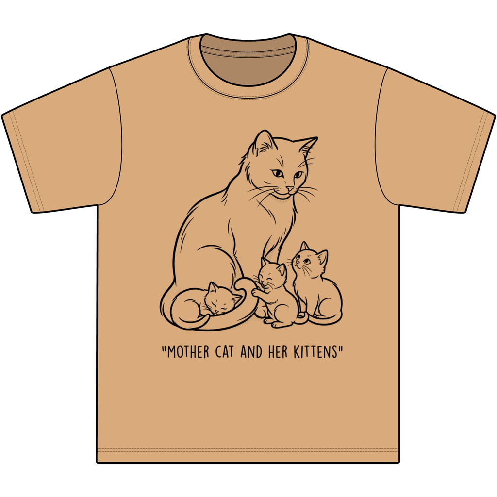 Mother Cat and Her Kittens T-Shirt — Cute Cat Mom Graphic Tee