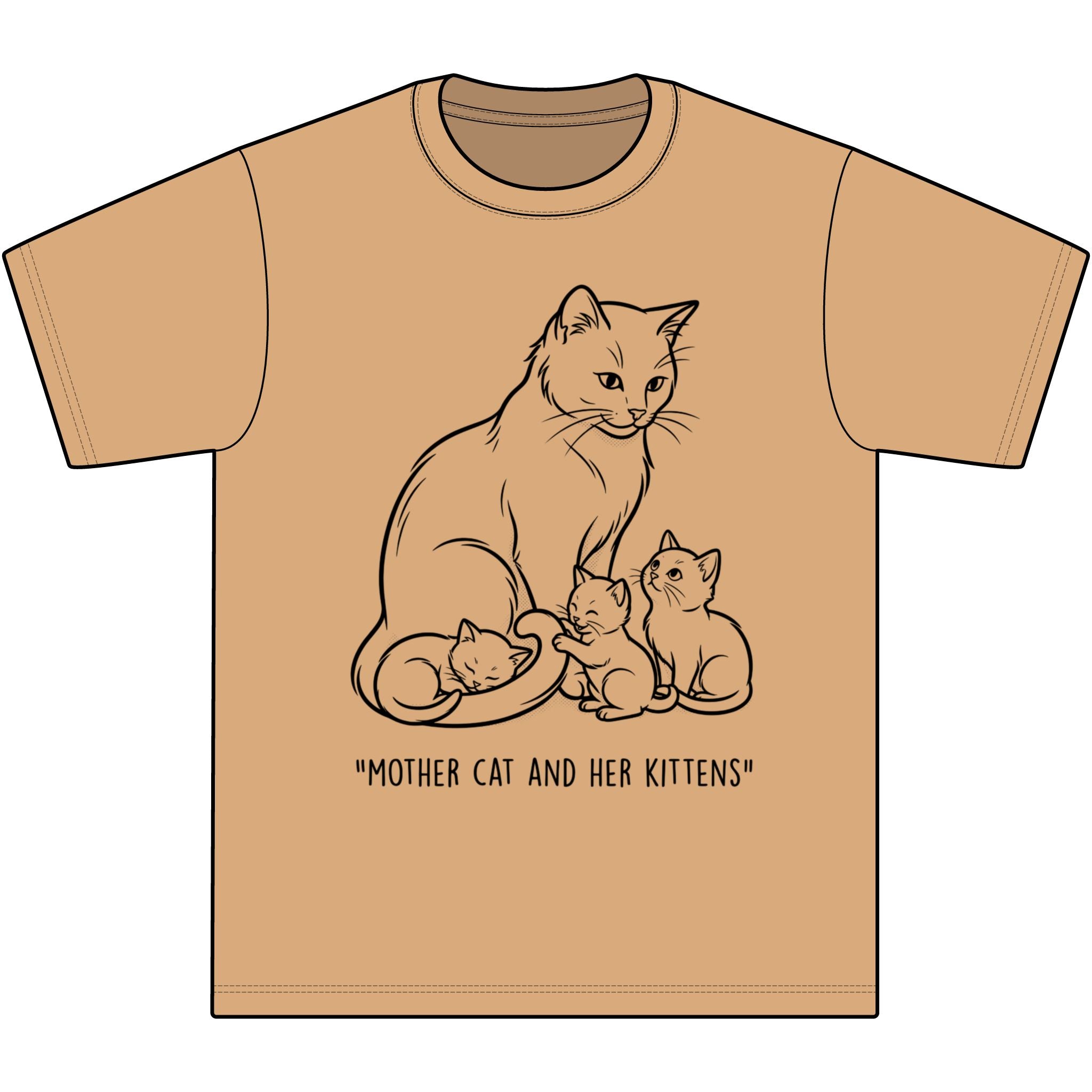 Mother Cat and Her Kittens T-Shirt — Cute Cat Mom Graphic Tee