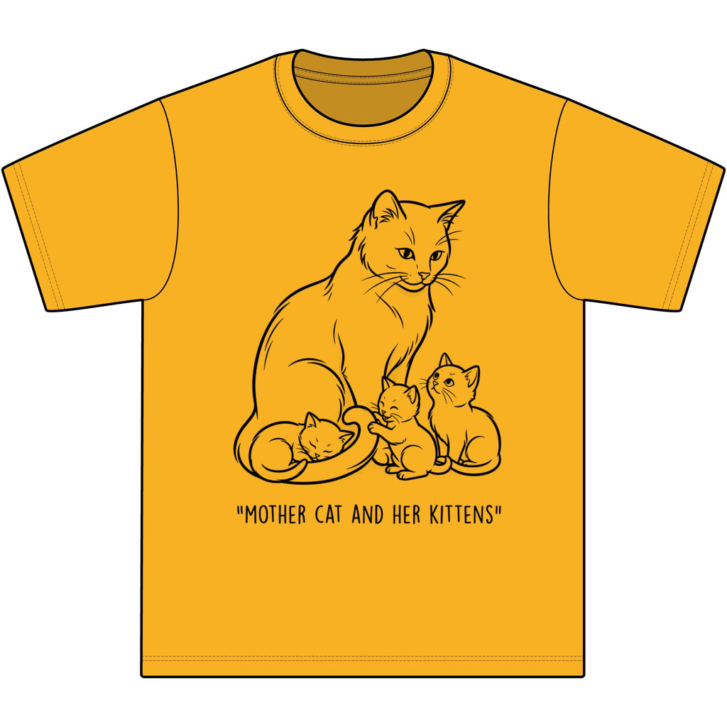 Mother Cat and Her Kittens T-Shirt — Cute Cat Mom Graphic Tee
