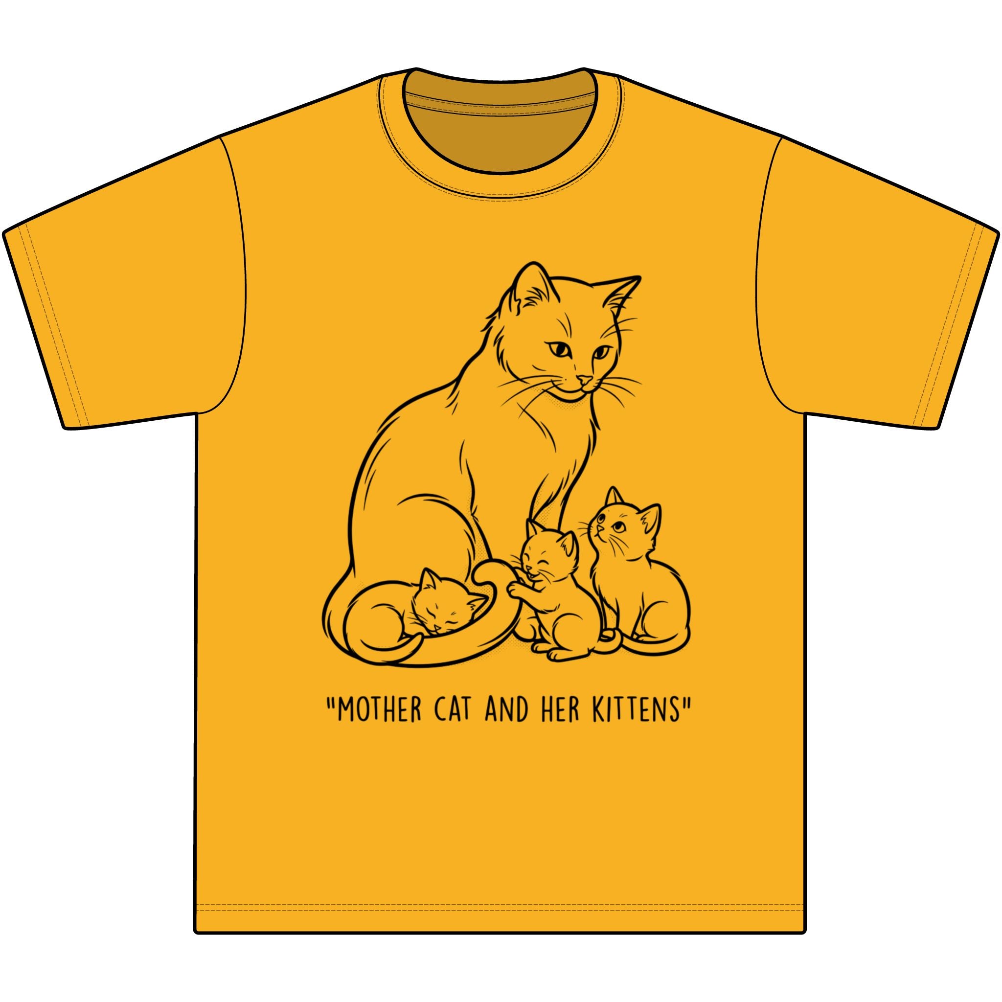 Mother Cat and Her Kittens T-Shirt — Cute Cat Mom Graphic Tee
