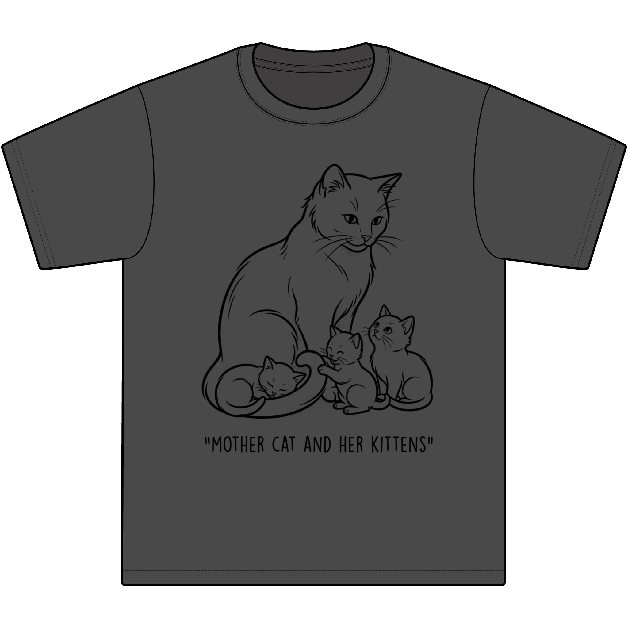 Mother Cat and Her Kittens T-Shirt — Cute Cat Mom Graphic Tee