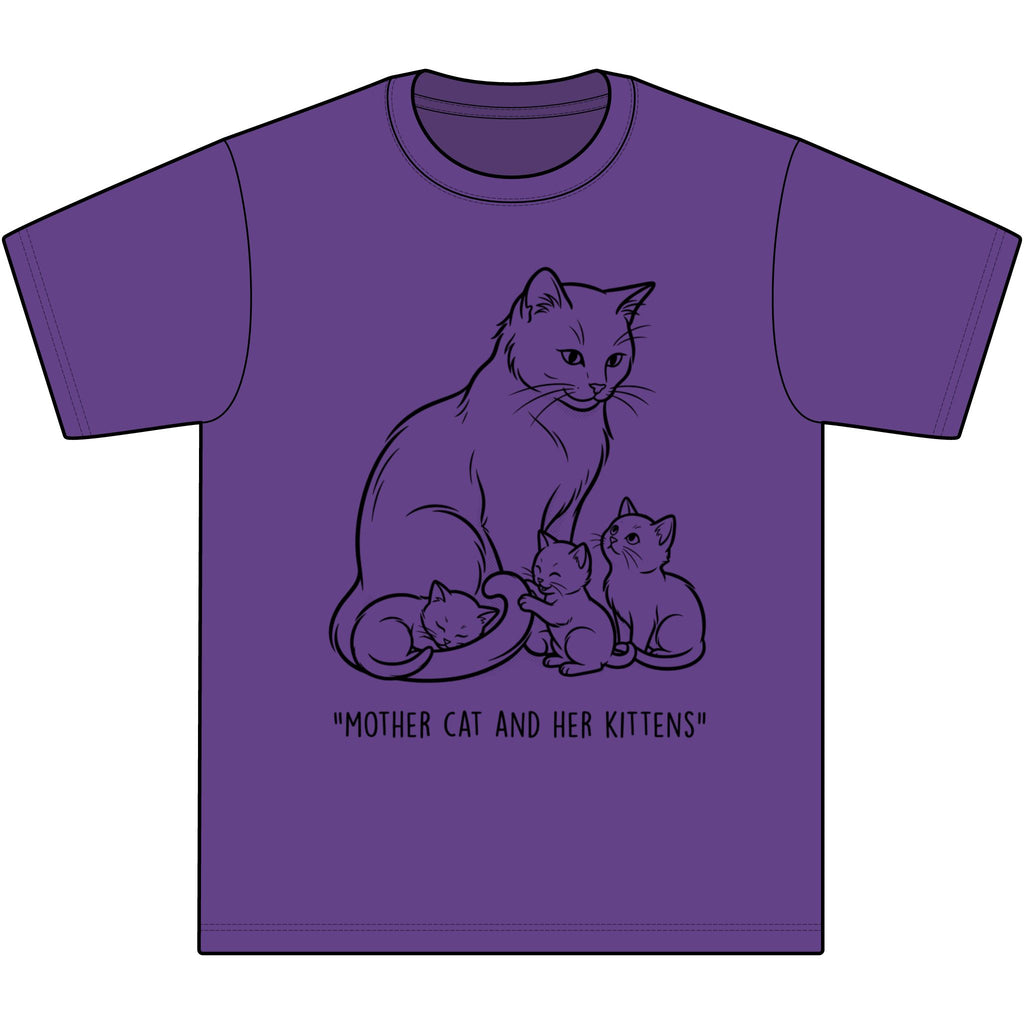 Mother Cat and Her Kittens T-Shirt — Cute Cat Mom Graphic Tee