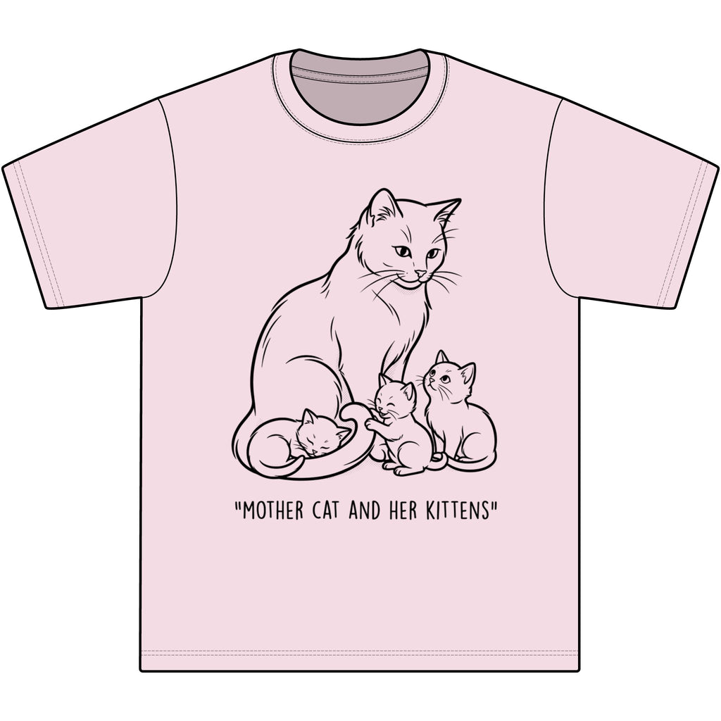 Mother Cat and Her Kittens T-Shirt — Cute Cat Mom Graphic Tee
