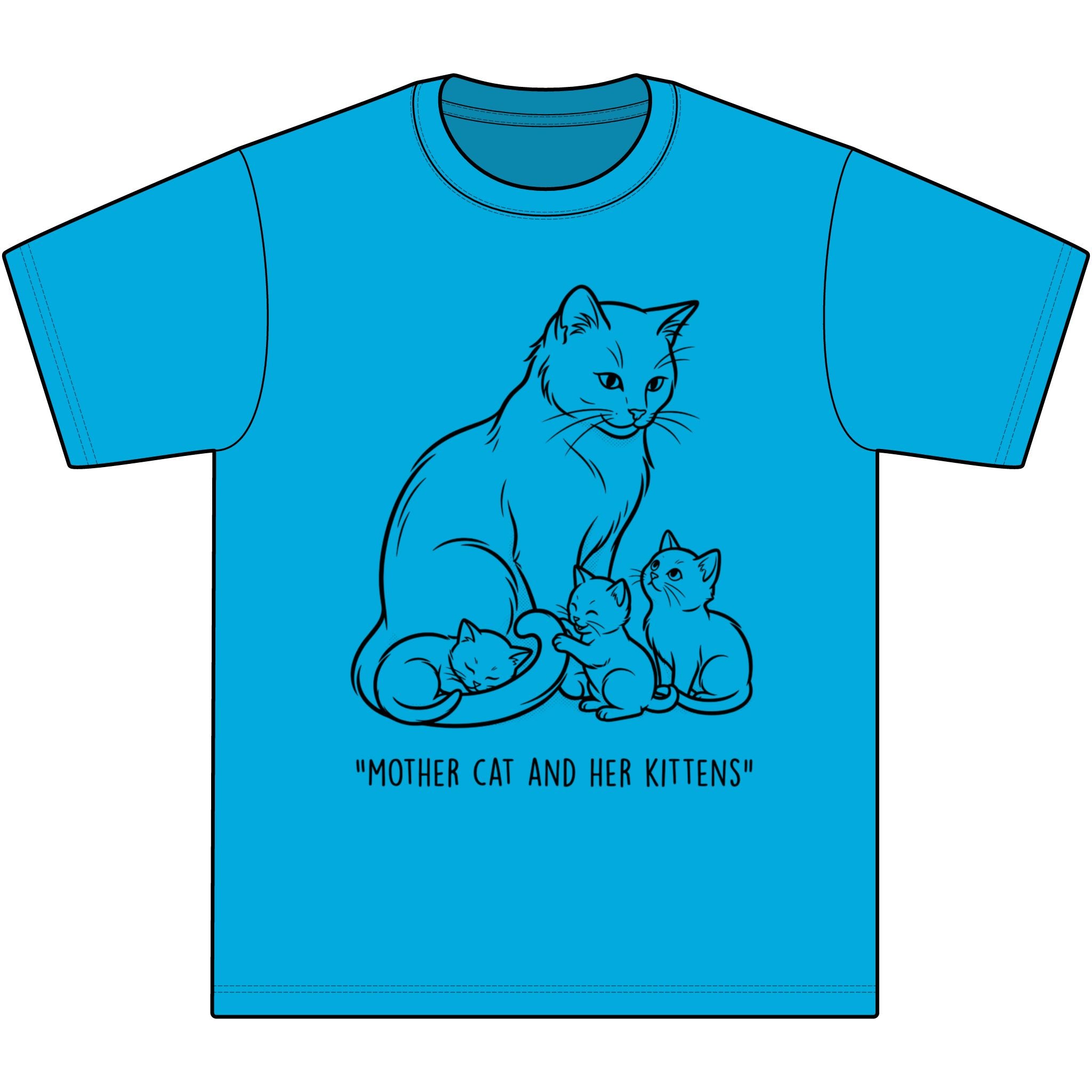 Mother Cat and Her Kittens T-Shirt — Cute Cat Mom Graphic Tee
