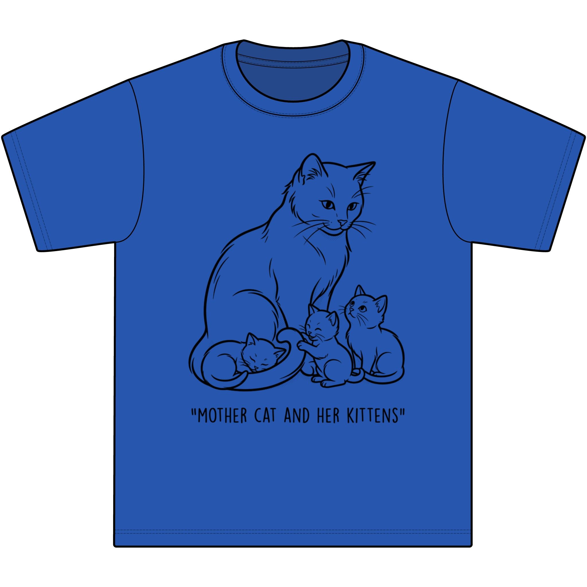 Mother Cat and Her Kittens T-Shirt — Cute Cat Mom Graphic Tee