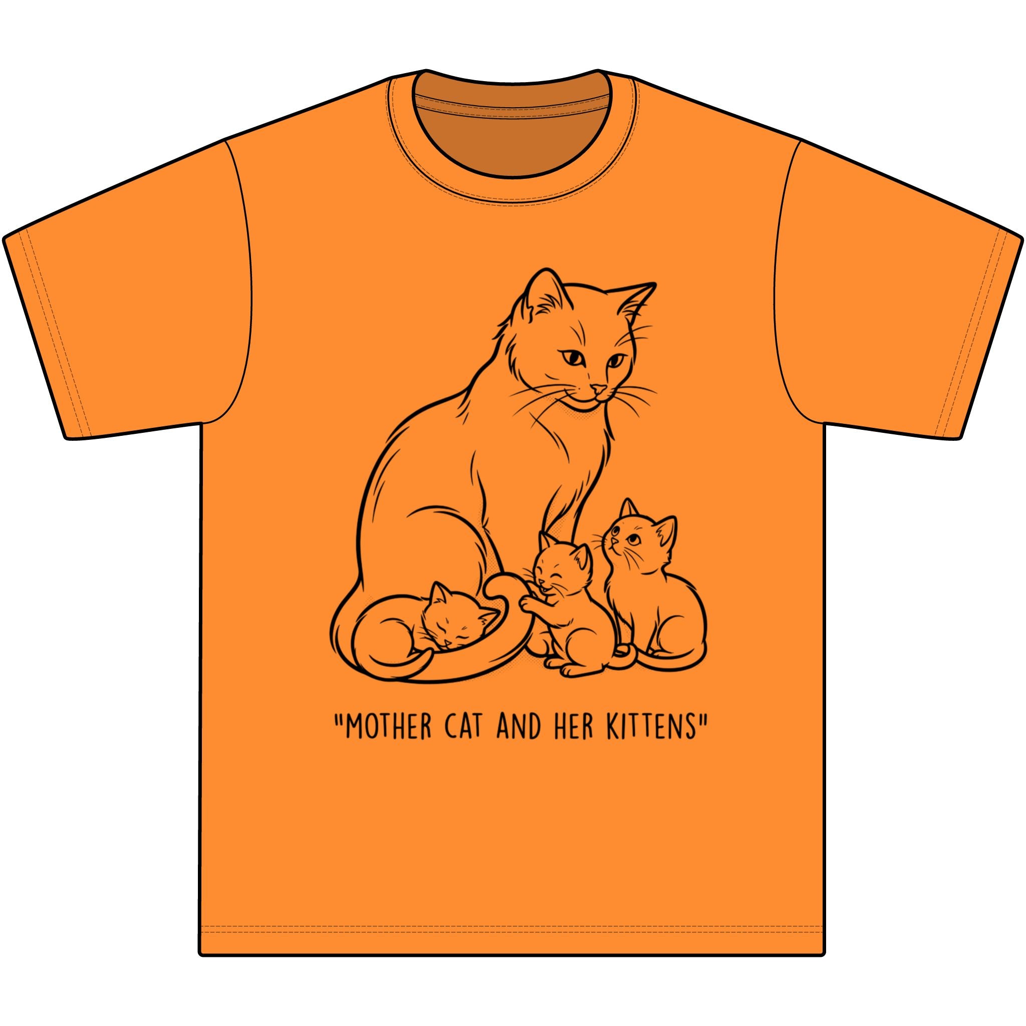 Mother Cat and Her Kittens T-Shirt — Cute Cat Mom Graphic Tee