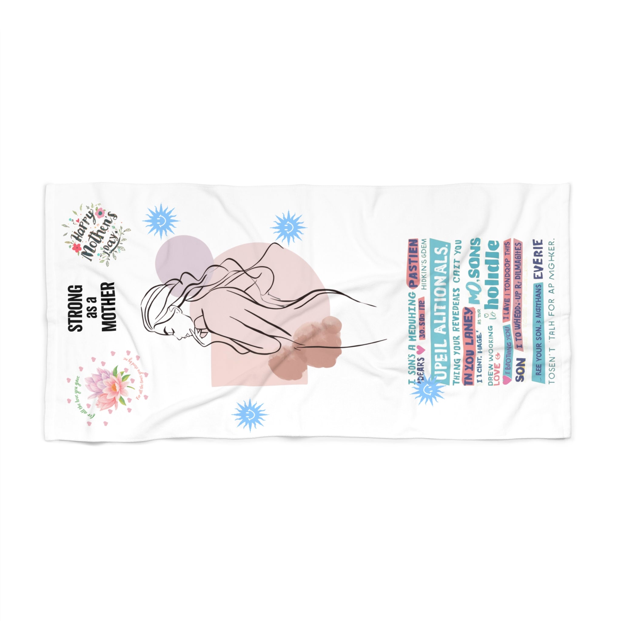 Mother & Son Tribute Beach Towel – 'Strong as a Mother' Inspirational Design