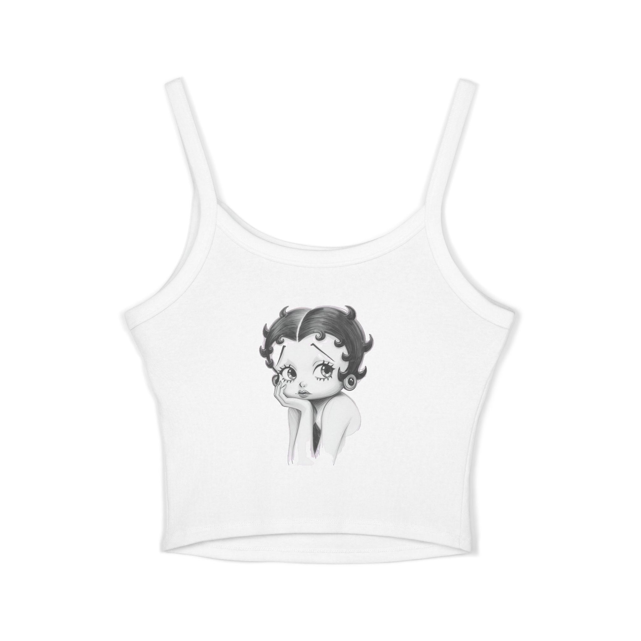Betty Boop Heart Crop Tank Top — Cute Retro Cartoon Graphic Spaghetti-Strap Tank