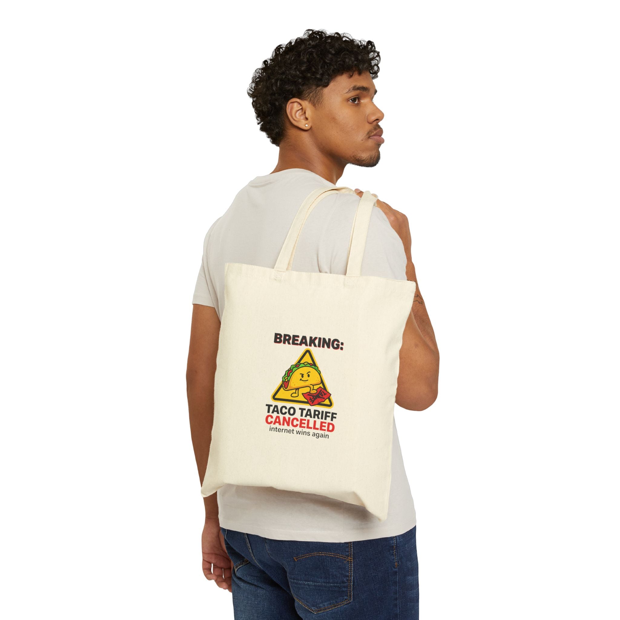 Taco Tariff Cancelled Tote | political taco pun, protest typography