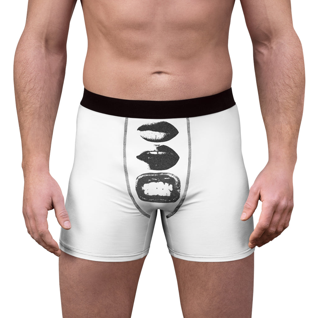Boxer Briefs — Monochrome Lip Print AOP