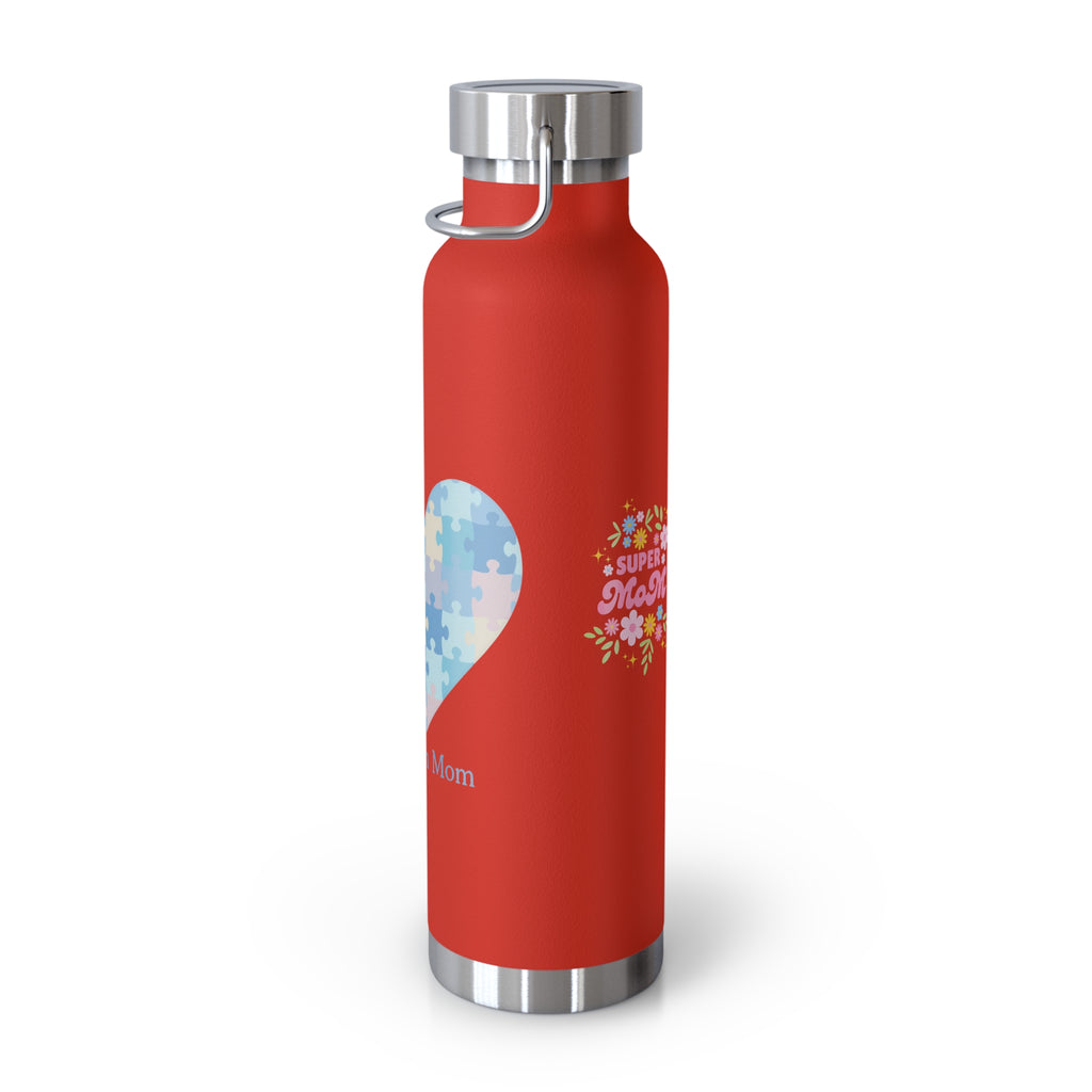 Autism Mom Puzzle Heart Copper Insulated Bottle — 22oz Vacuum Flask