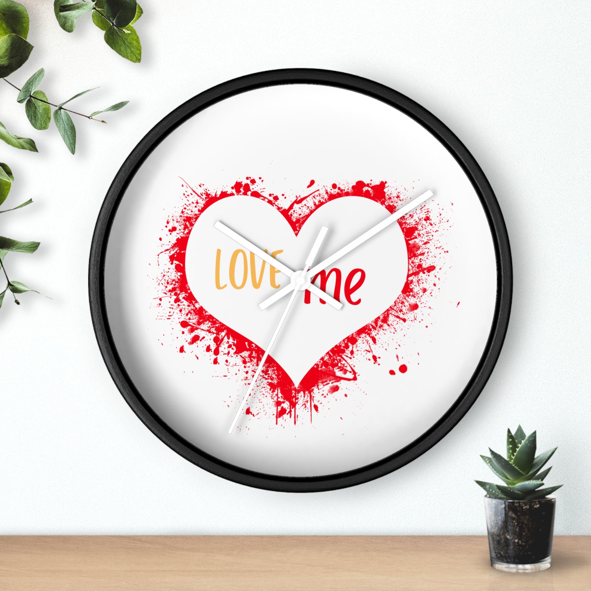Love Me Heart Wall Clock — Red Splash Valentine's Home Decor