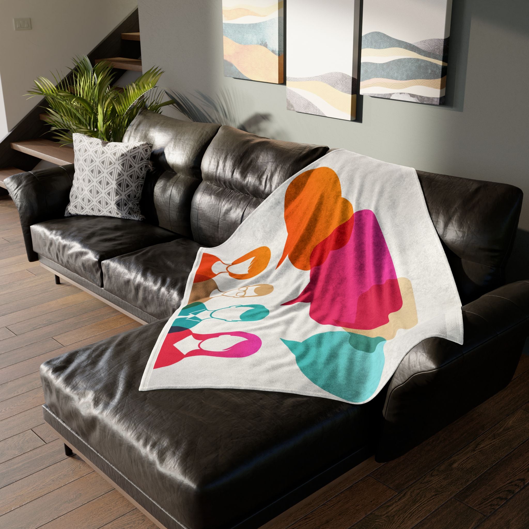 Conversation Community Throw Blanket — Colorful Speech Bubble People Design