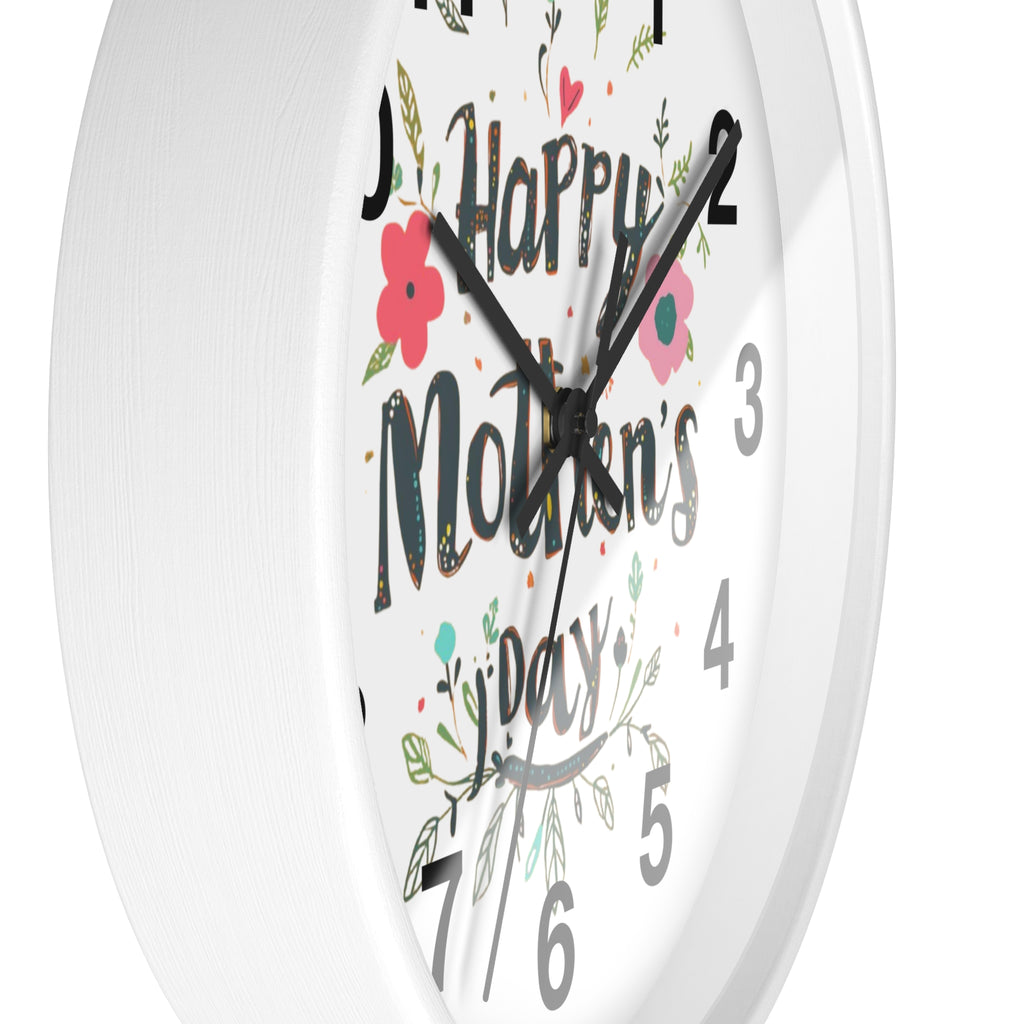 Mother's Day Wall Clock — 'Happy Mother's Day' Floral Decorative Clock