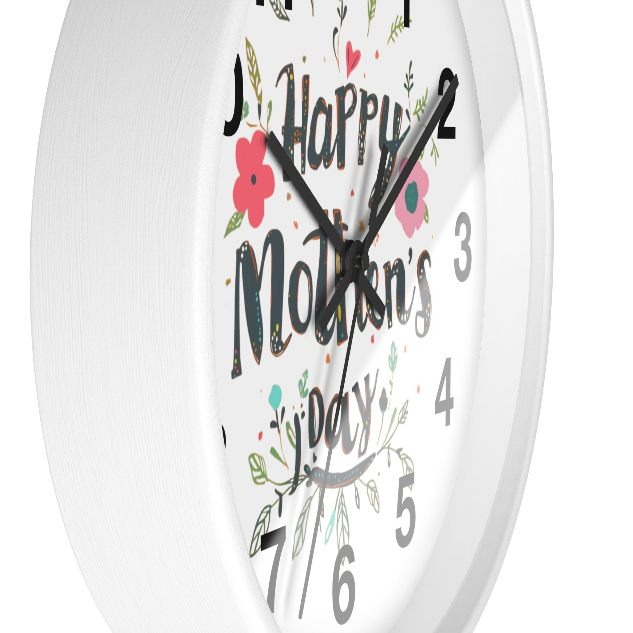Mother's Day Wall Clock — 'Happy Mother's Day' Floral Decorative Clock