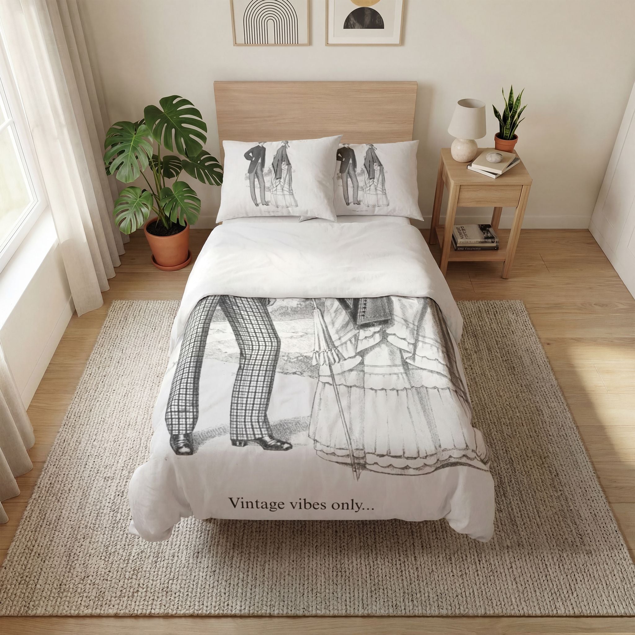 Vintage Victorian Couple Quilt Cover Set - 3-Piece Bedding