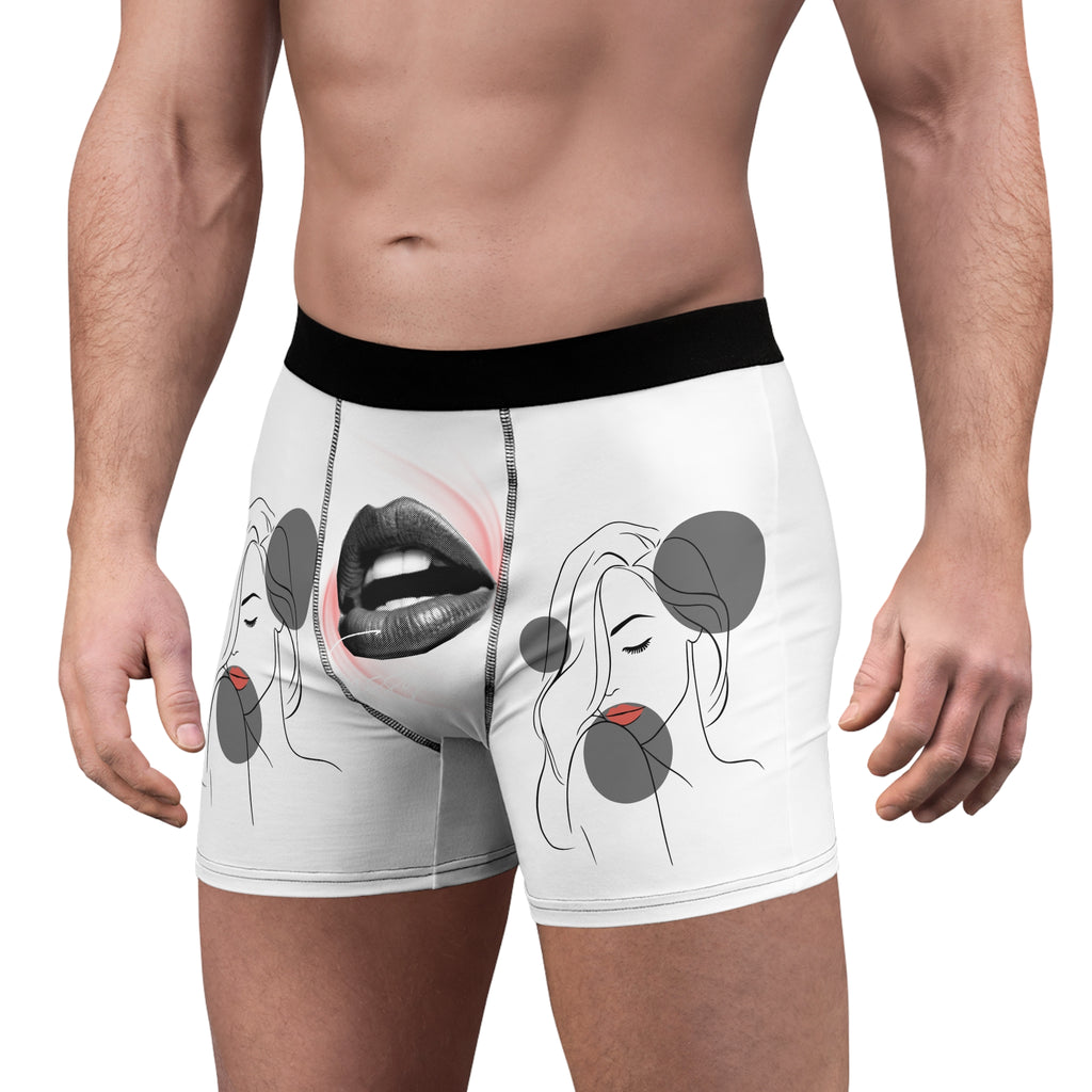 Men's Boxer Briefs — Minimalist Lip & Line Art Print