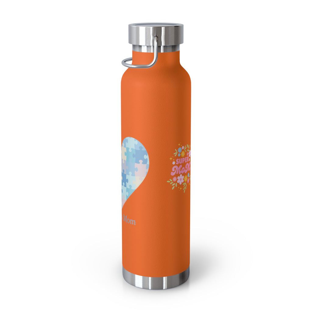 Autism Mom Puzzle Heart Copper Insulated Bottle — 22oz Vacuum Flask