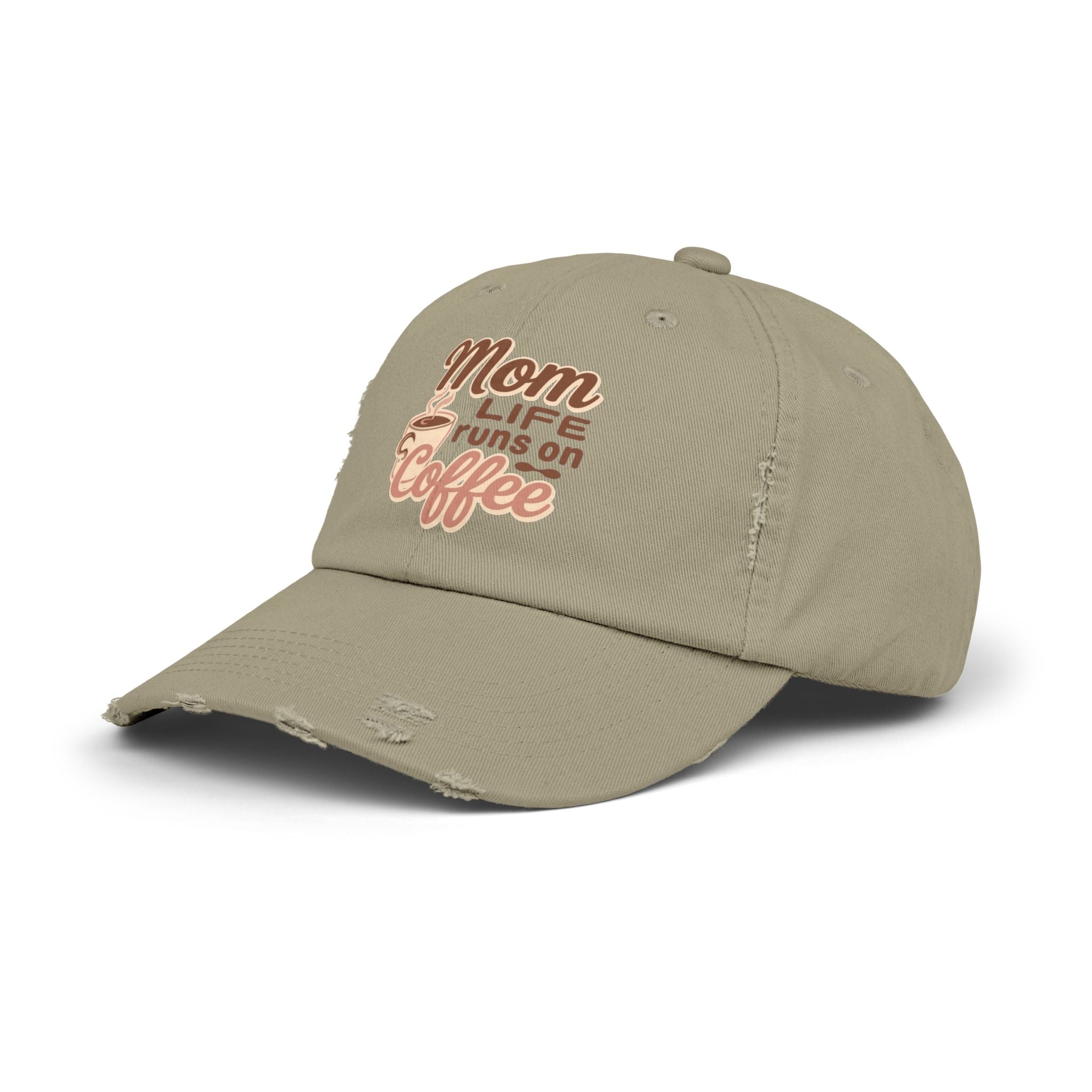 Mom Life Runs on Coffee Distressed Cap