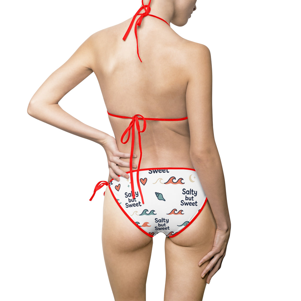 Women's Tie-Side Bikini — Cute Beach Print Swimwear