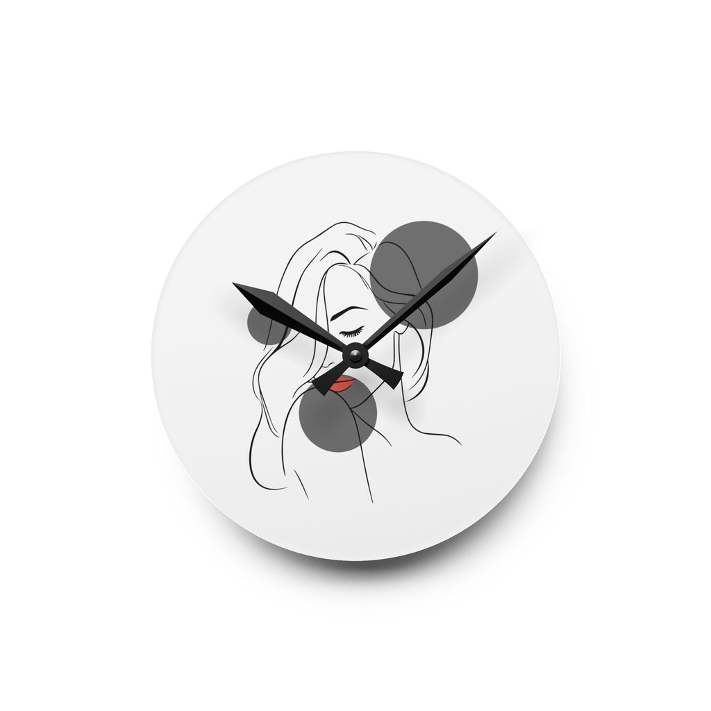 Minimalist Line Art Face Acrylic Wall Clock — Modern Abstract Portrait Decor