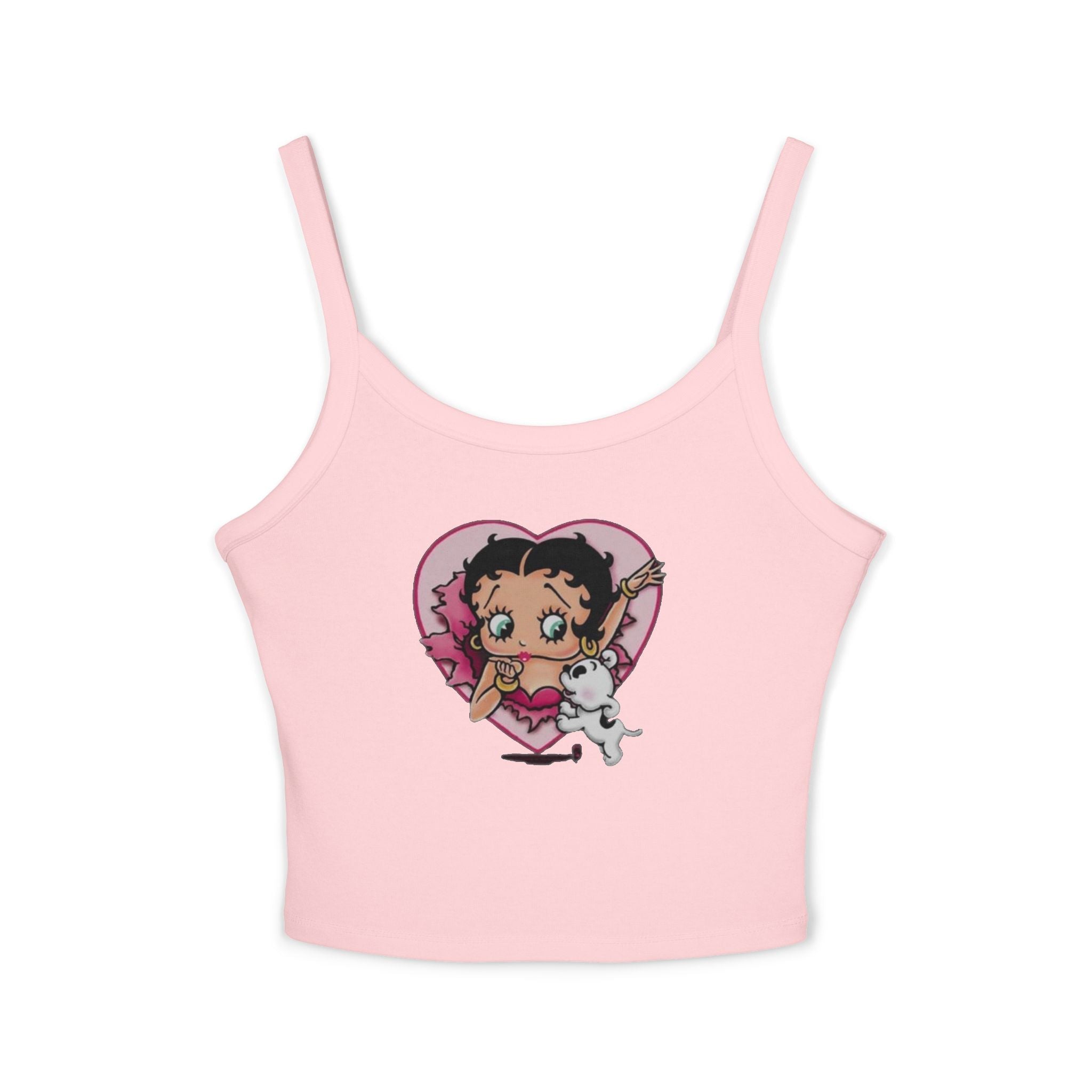 Betty Boop Heart Crop Tank Top — Cute Retro Cartoon Graphic Spaghetti-Strap Tank