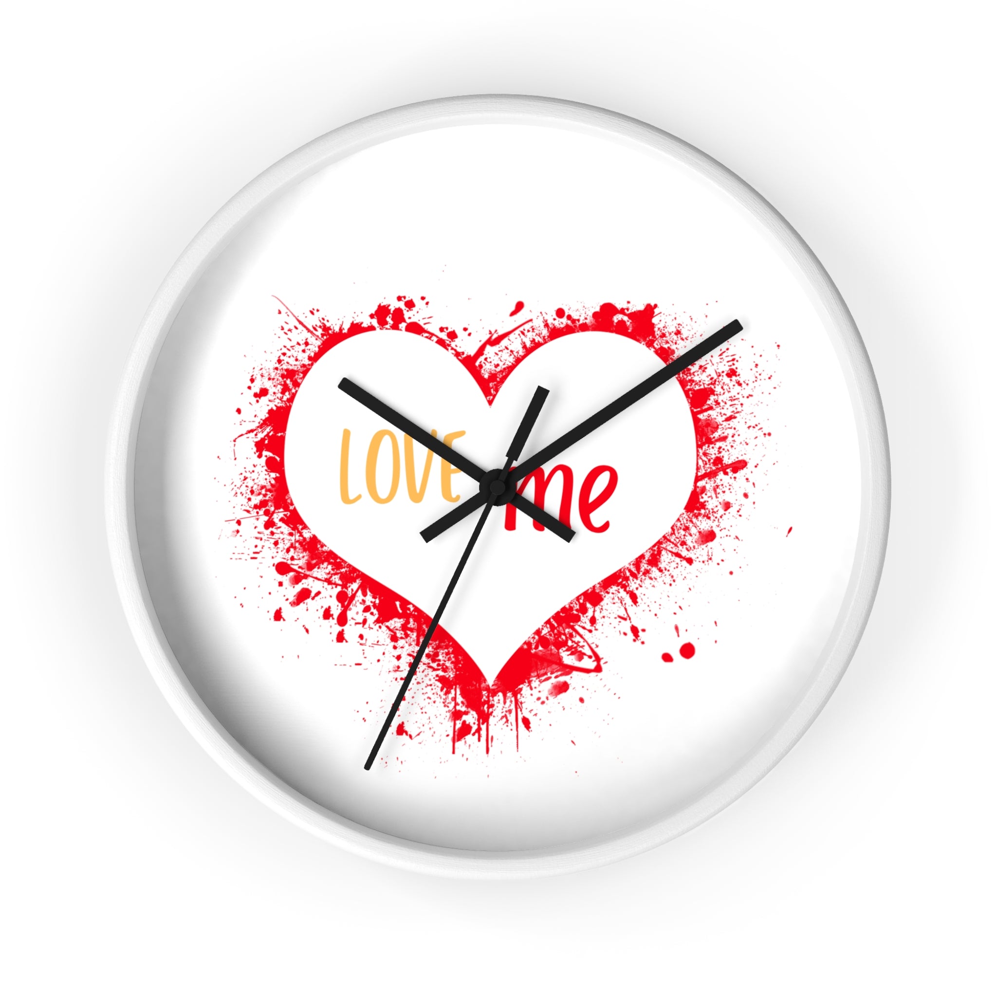 Love Me Heart Wall Clock — Red Splash Valentine's Home Decor