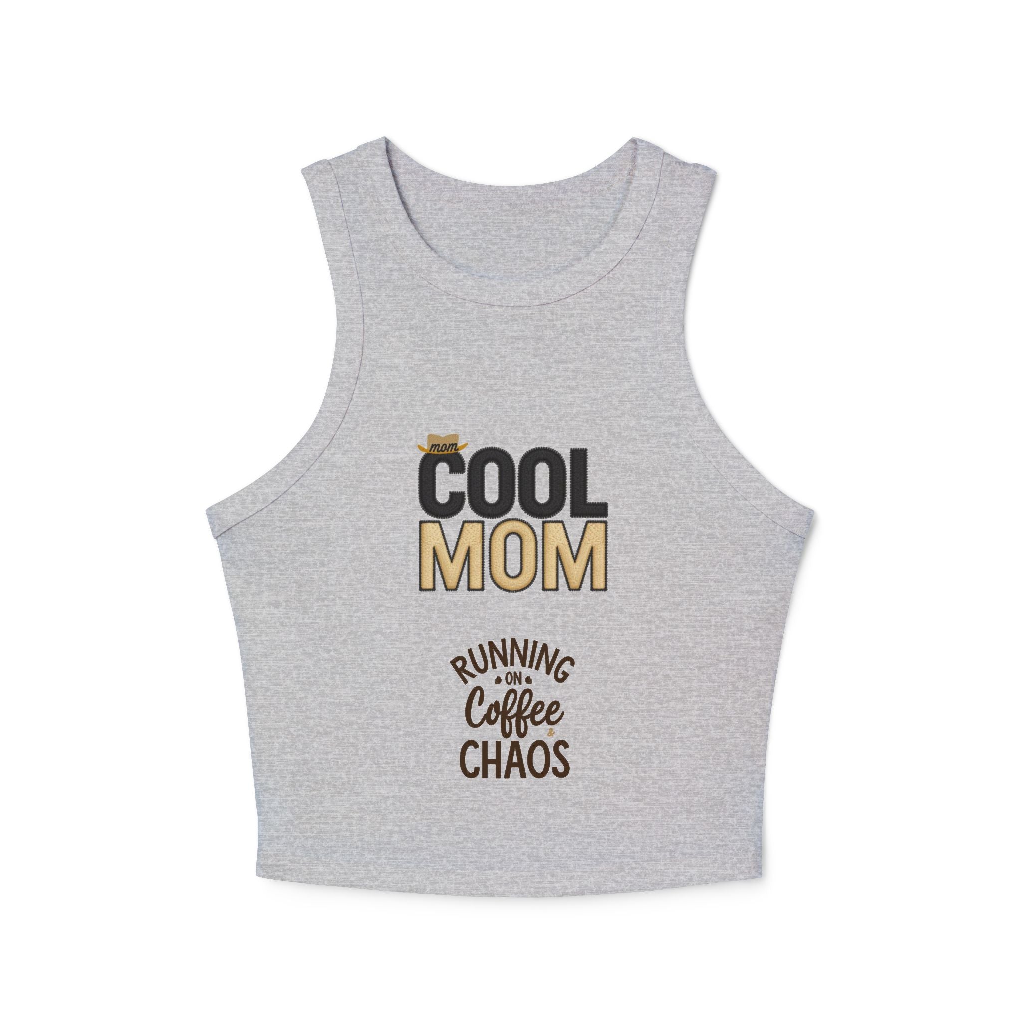 Cool Mom Racer Tank Top – "Running On Coffee & Chaos" Graphic