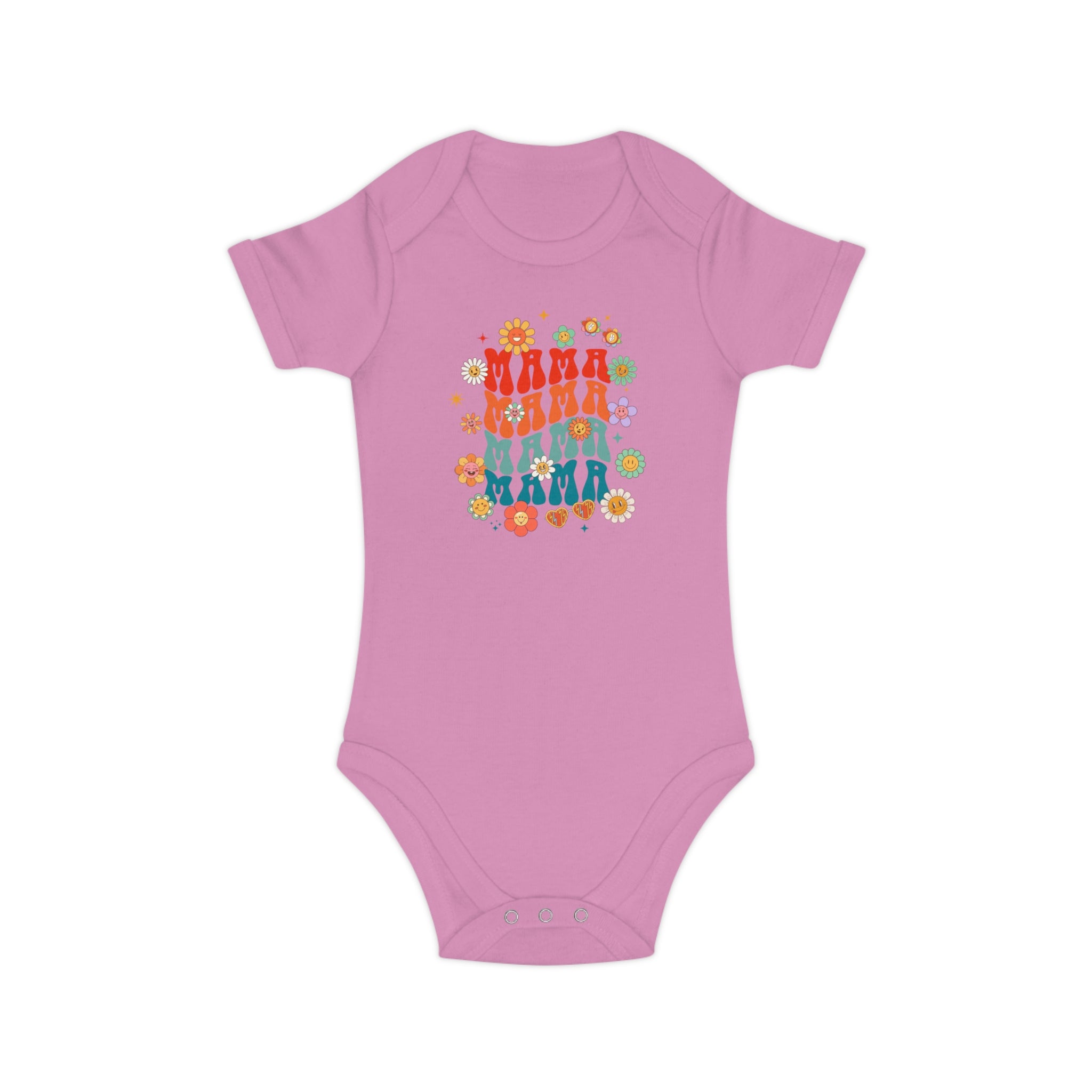 Retro Floral Family Baby Bodysuit — Colorful Vintage Dolls & Flowers