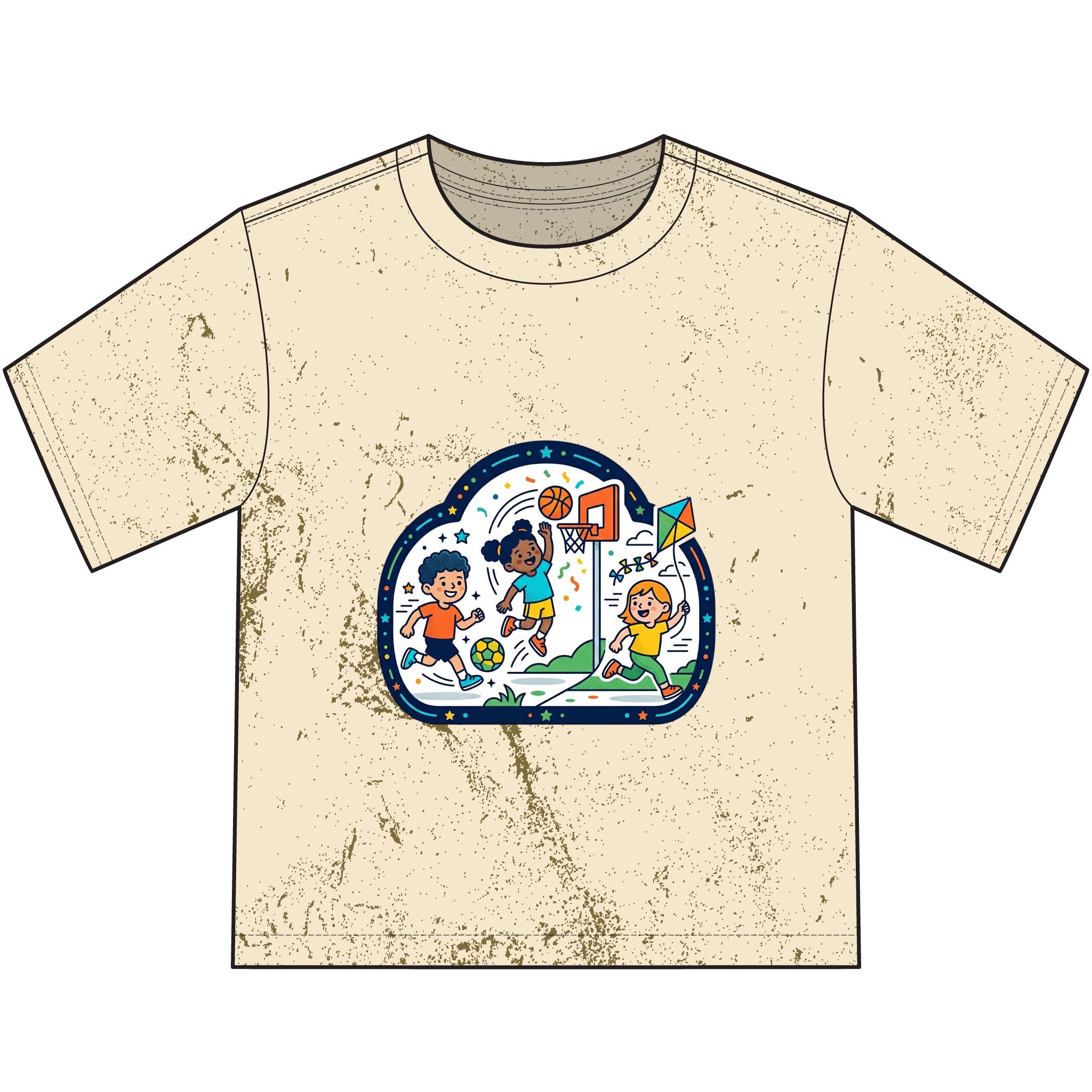 Kids Sports Playtime T-Shirt — Basketball & Soccer Adventure Graphic