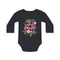 Baby Bodysuit — "Super Mom" Floral Long-Sleeve Organic Onesie (Mother’s Day Gift)