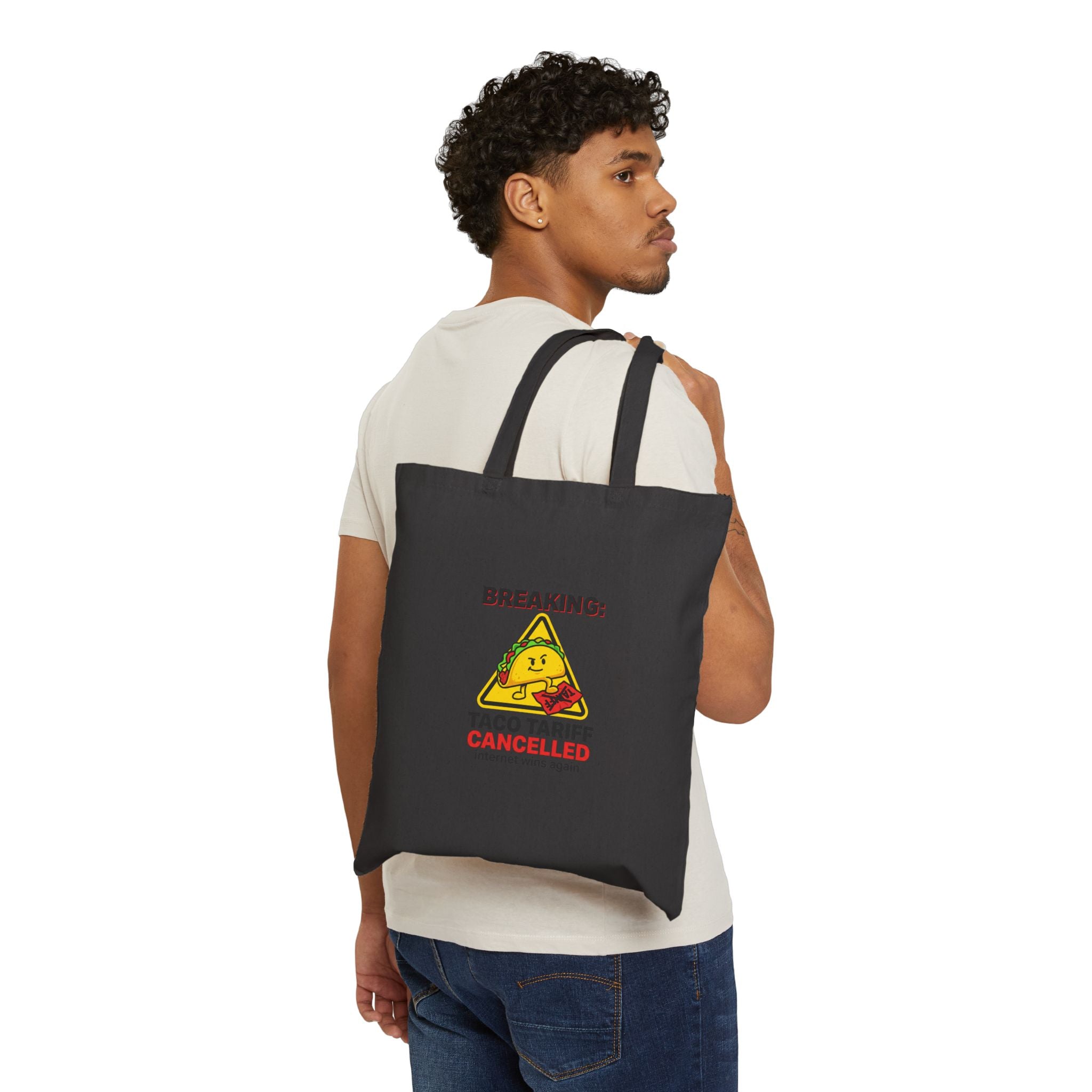 Taco Tariff Cancelled Tote | political taco pun, protest typography