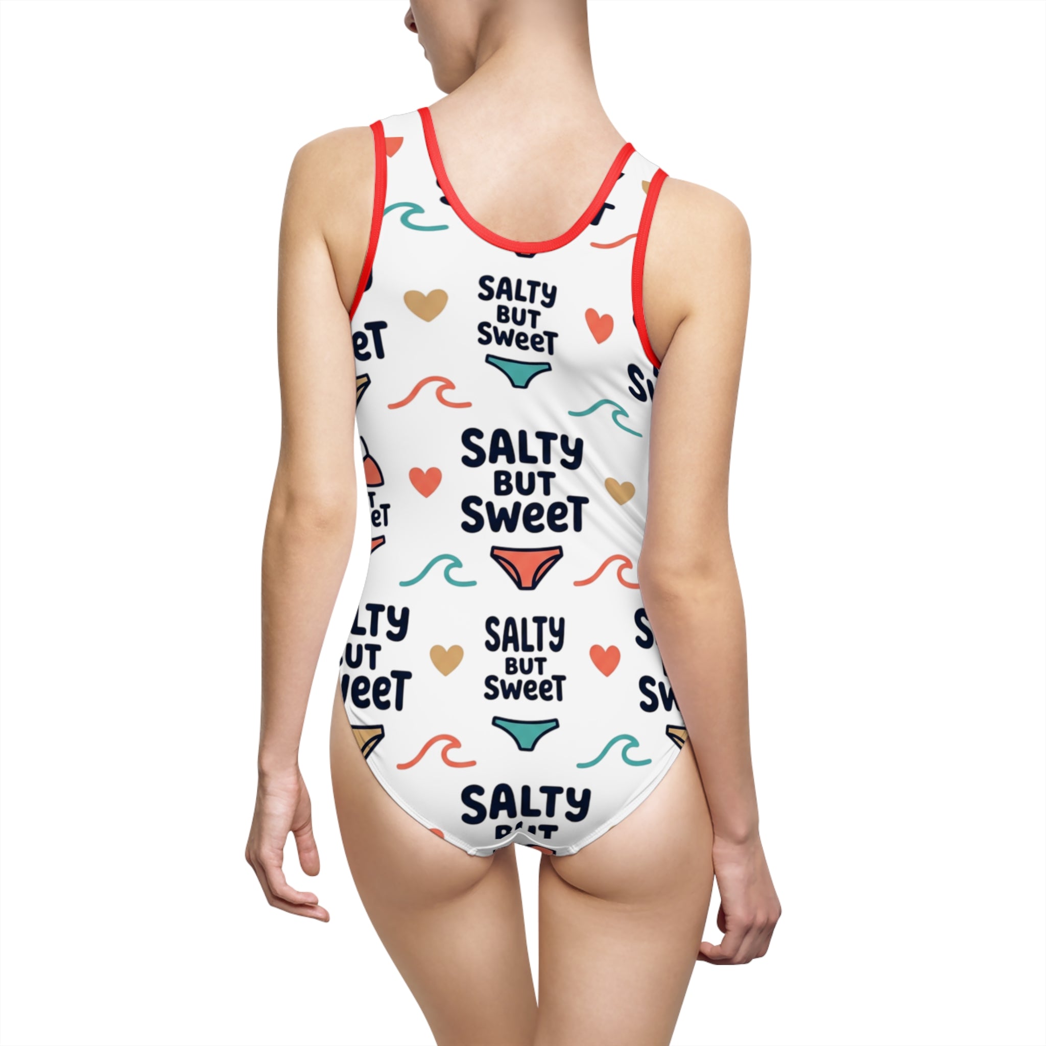 One-Piece Swimsuit — "Salty But Sweet" Patterned Beach Swimwear