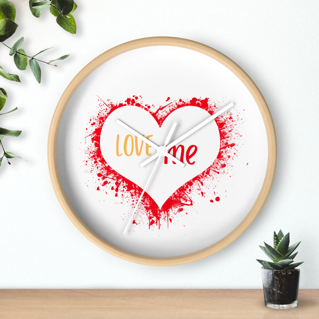 Love Me Heart Wall Clock — Red Splash Valentine's Home Decor