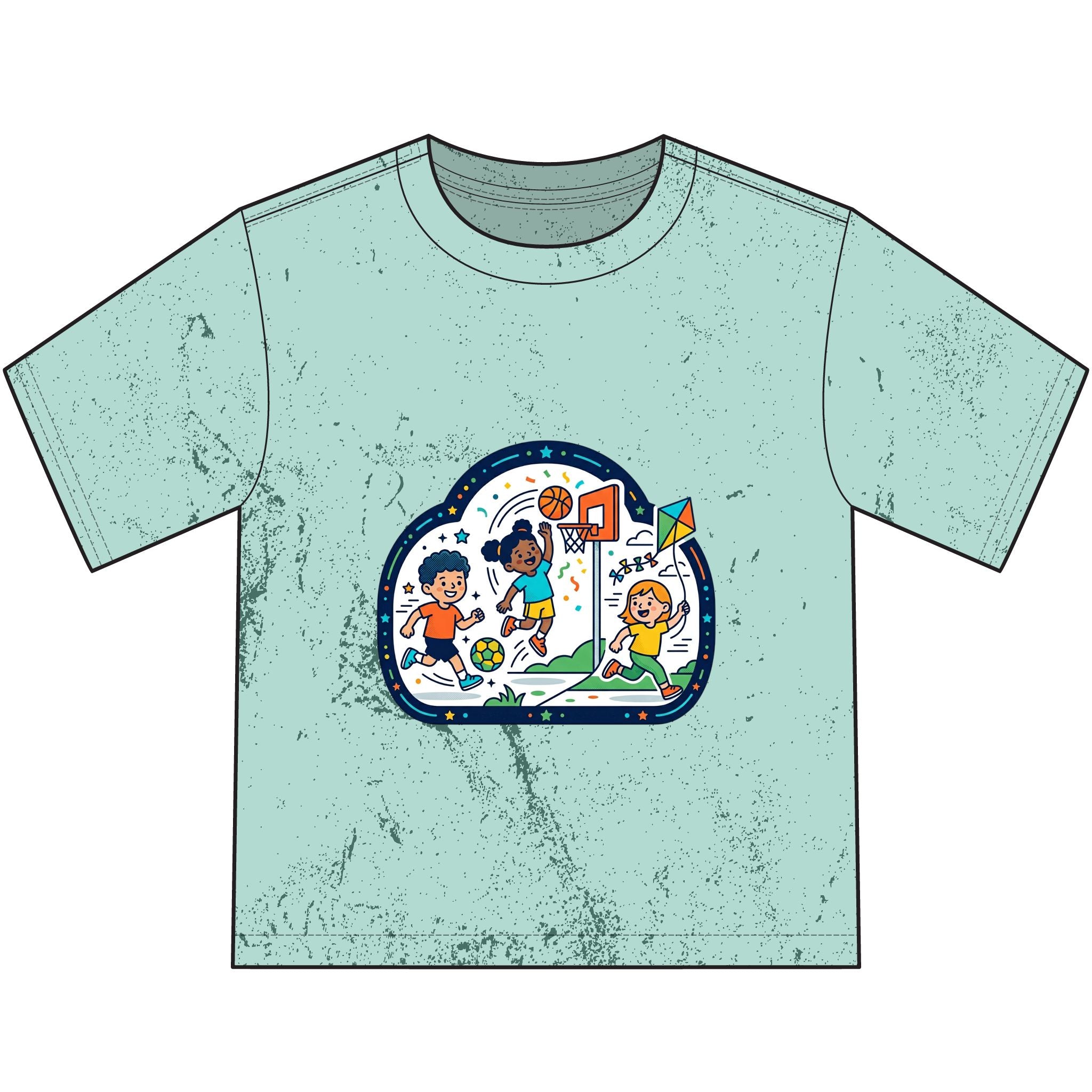 Kids Sports Playtime T-Shirt — Basketball & Soccer Adventure Graphic
