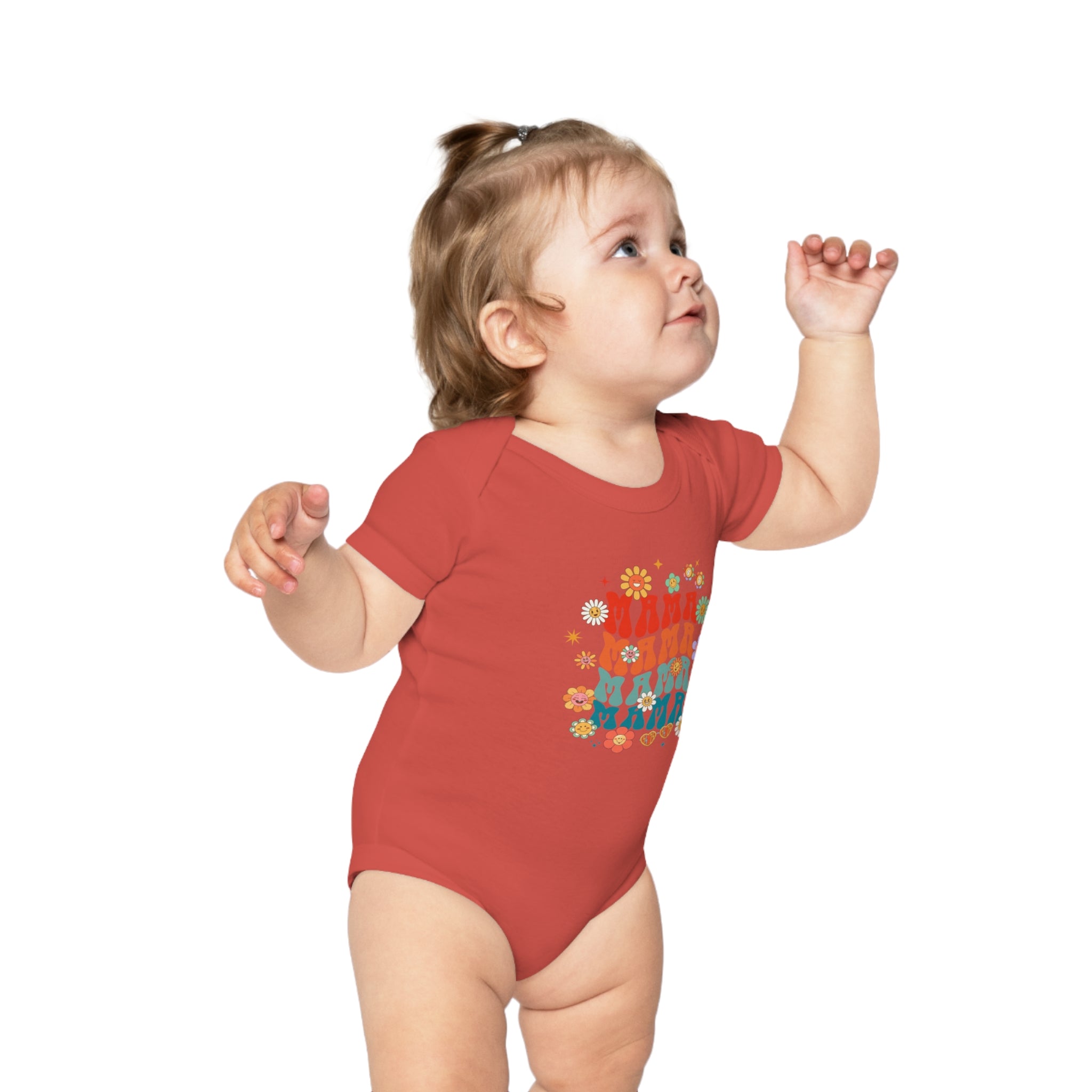Retro Floral Family Baby Bodysuit — Colorful Vintage Dolls & Flowers