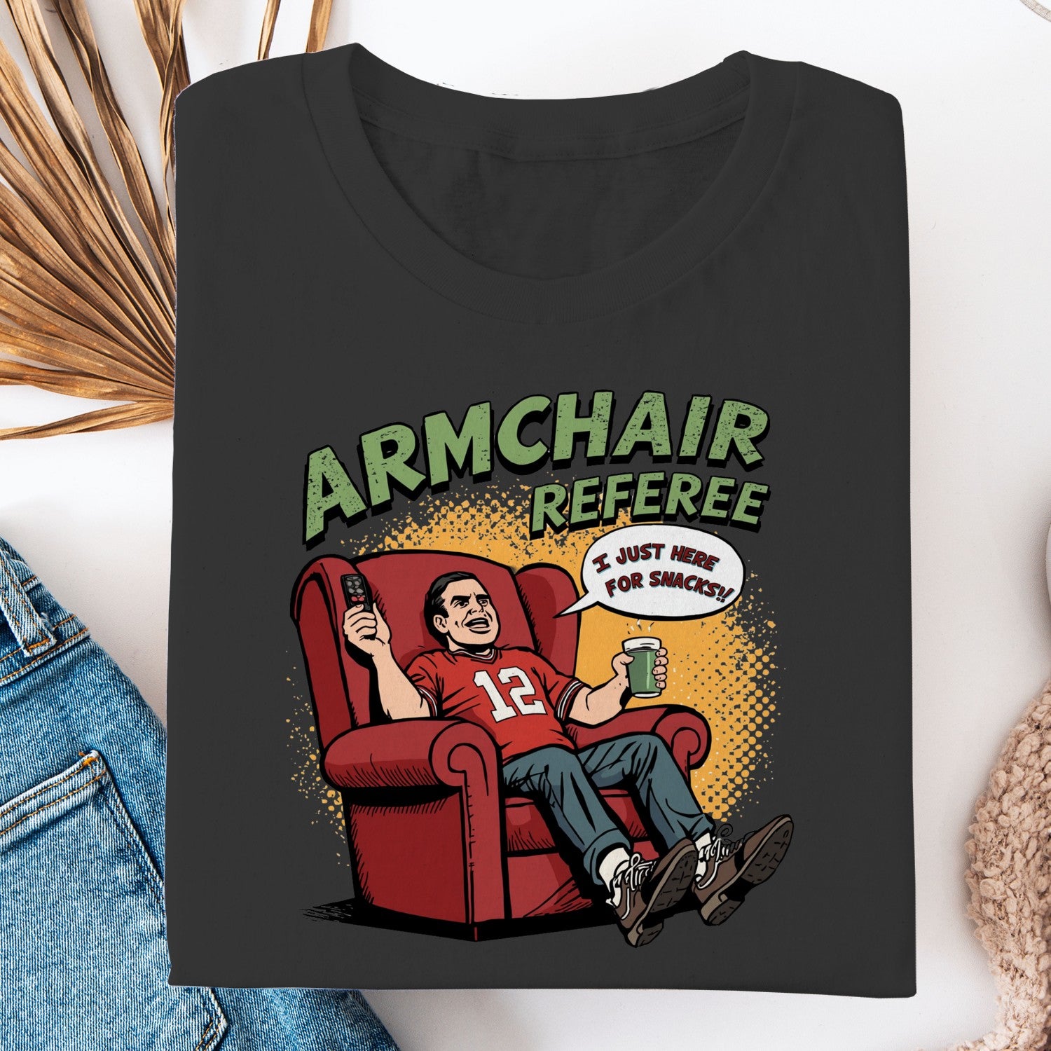 Armchair Referee Shirt, Funny Football Fan Tee, I Just Here For Snacks Shirt, Game Day T Shirt, Sports Lover Gift, Football Watching Tee