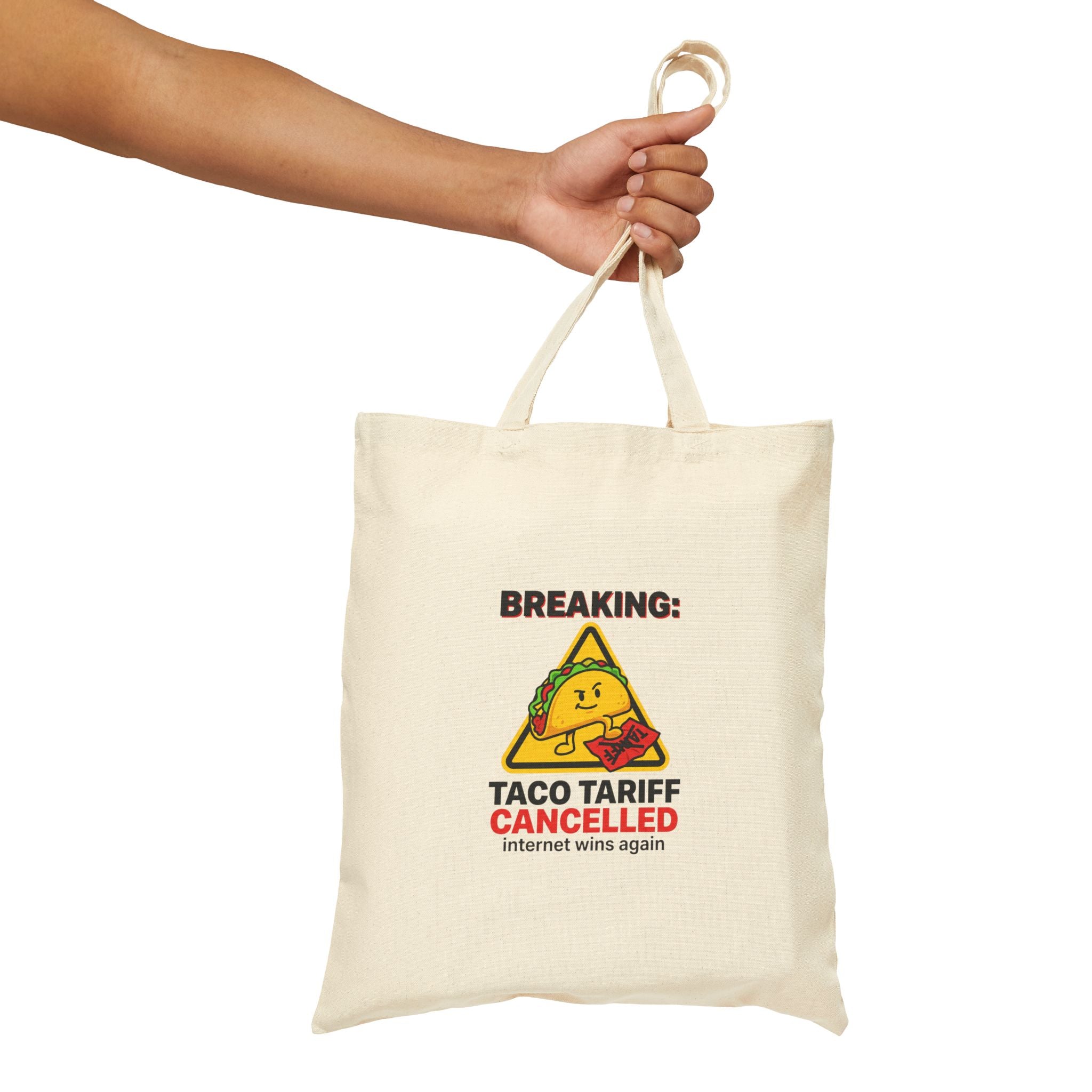 Taco Tariff Cancelled Tote | political taco pun, protest typography