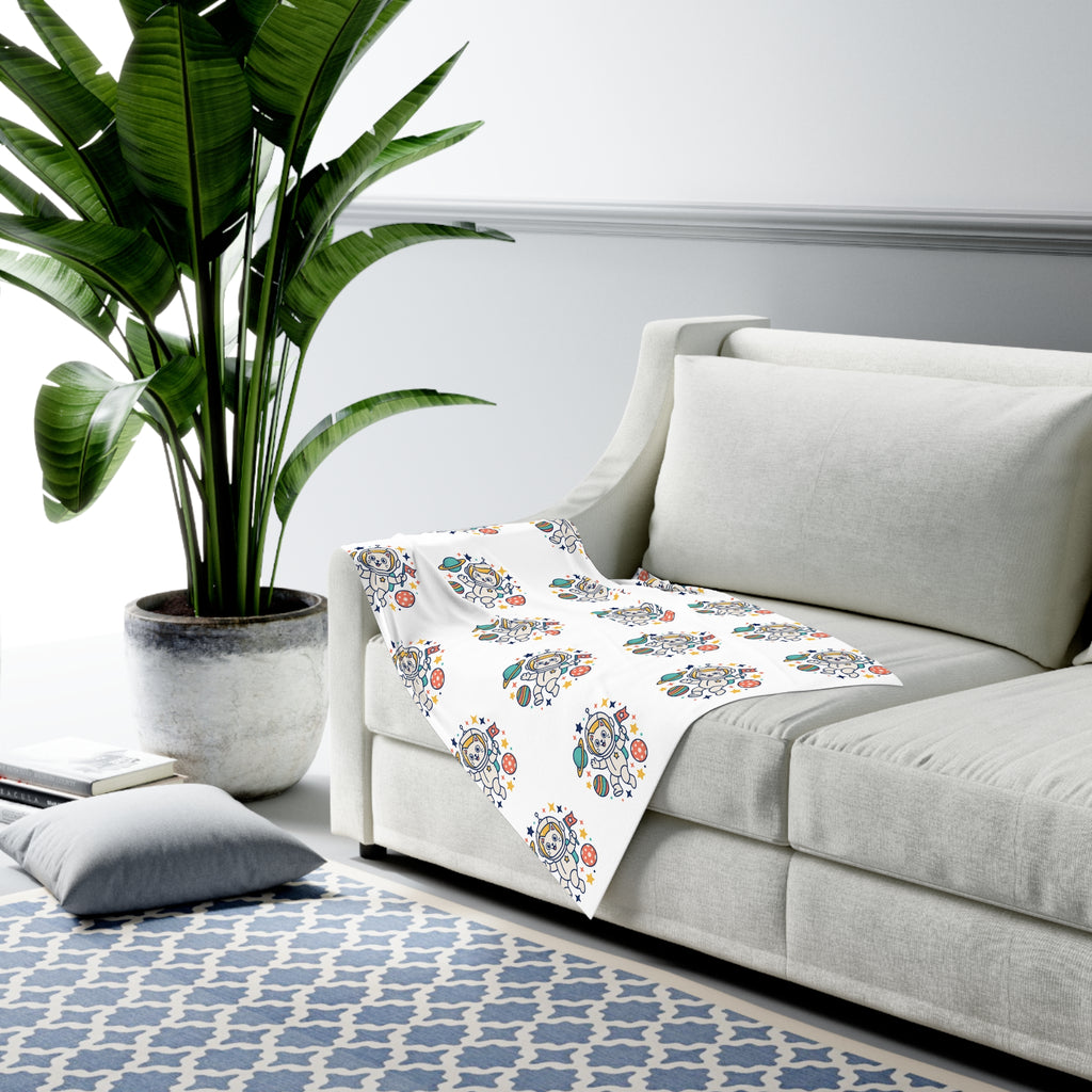 Astronaut Puppy Baby Swaddle Blanket — Space-Themed Newborn Wrap