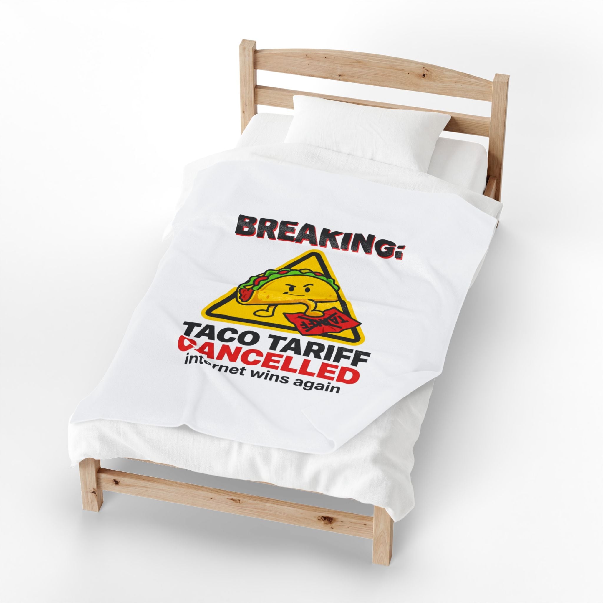 Taco Tariff Cancelled Blanket | political taco pun, protest typography