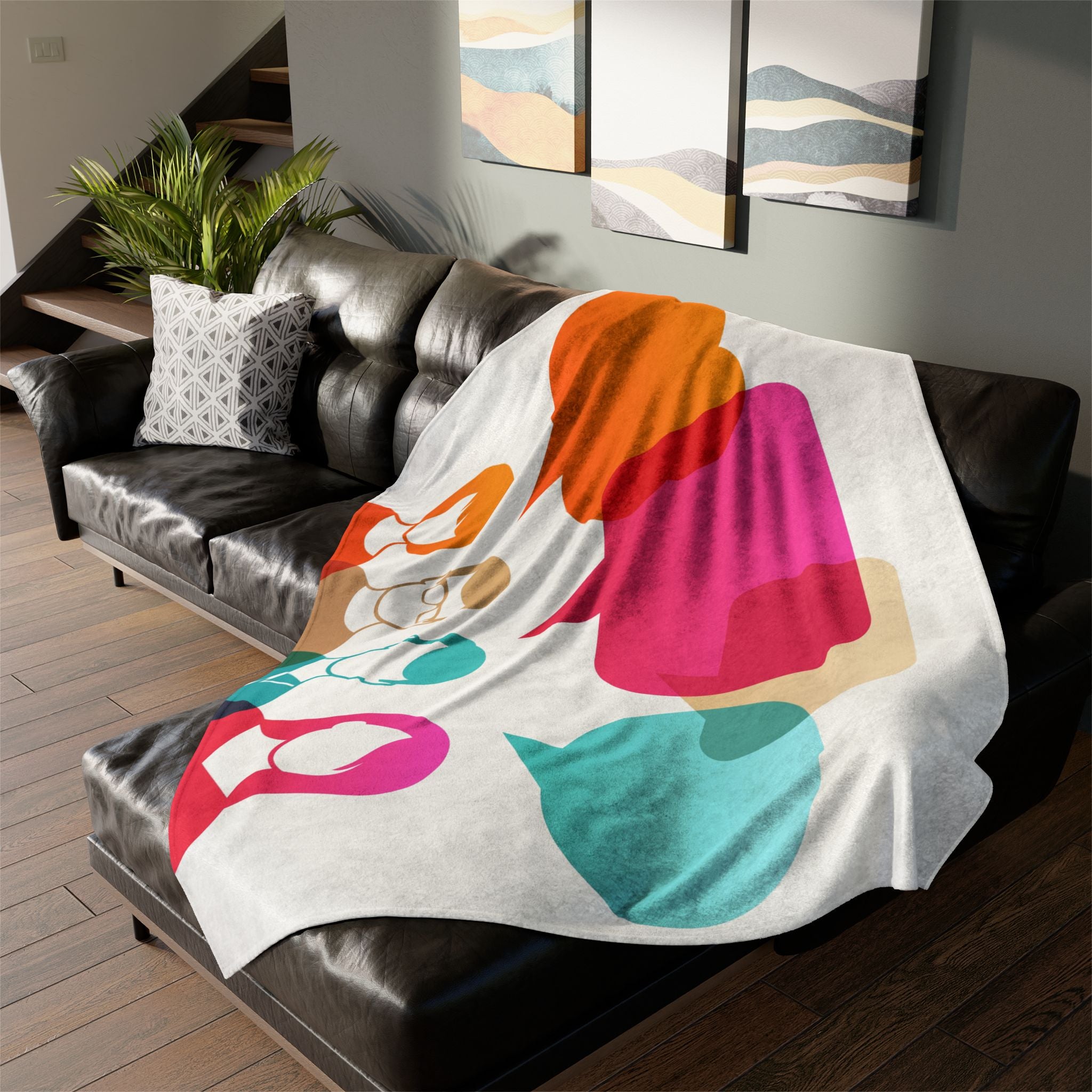 Conversation Community Throw Blanket — Colorful Speech Bubble People Design